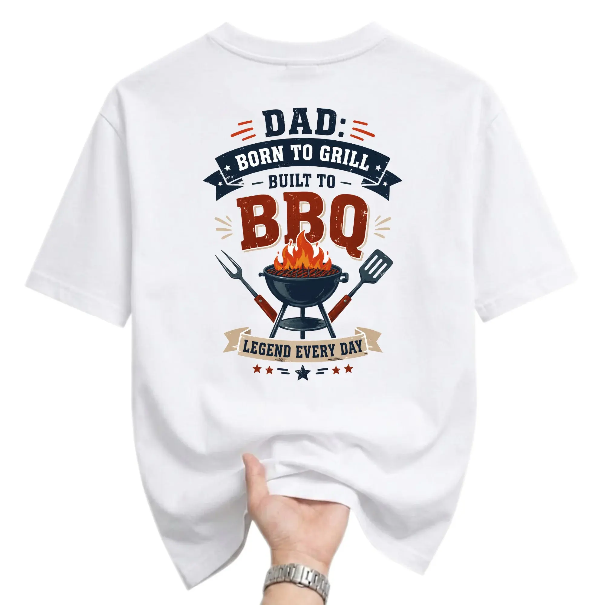 Funny Shirt for Men Born to Grill Built to Bbq Graphic Tee Casual Short Sleeve Cotton Blend Unisex Crew Neck Top