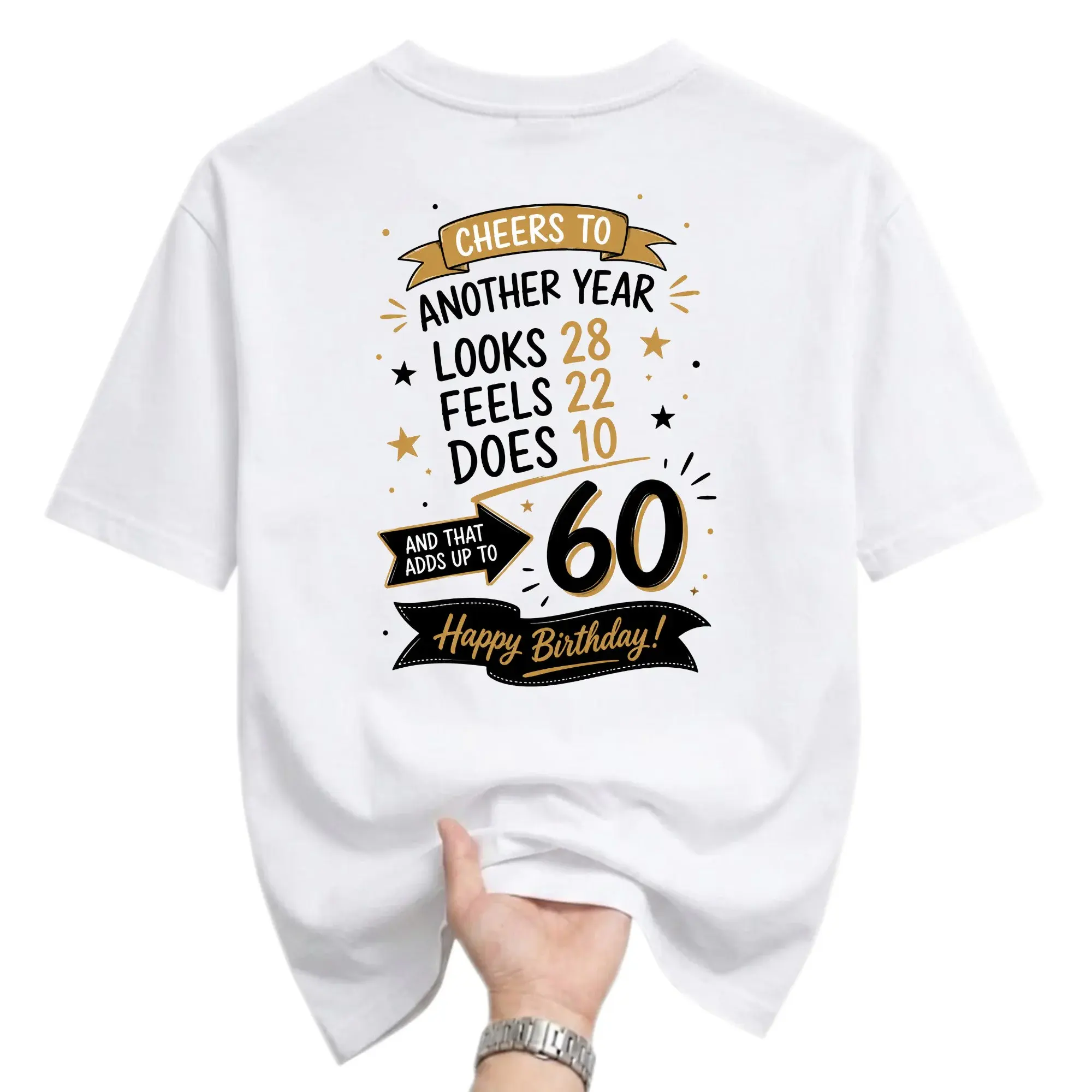 Funny Shirt Cheers to Another Year 60th Birthday Graphic Tee Unisex Casual Apparel for Men and Women Party