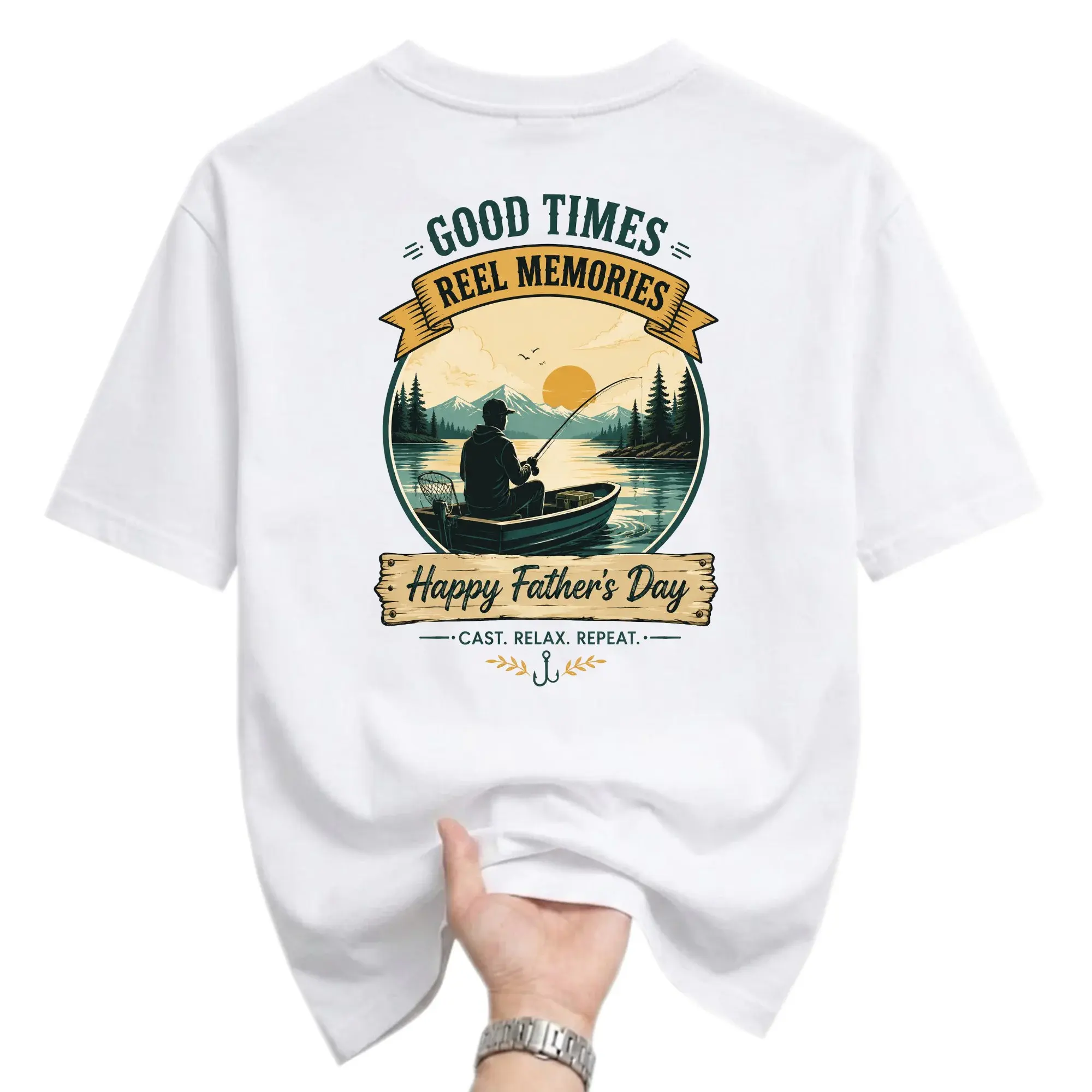 Graphic Tee Good Times Reel Memories Fishing Shirt Unisex Crew Neck Short Sleeve Casual Outdoor Adventure Top