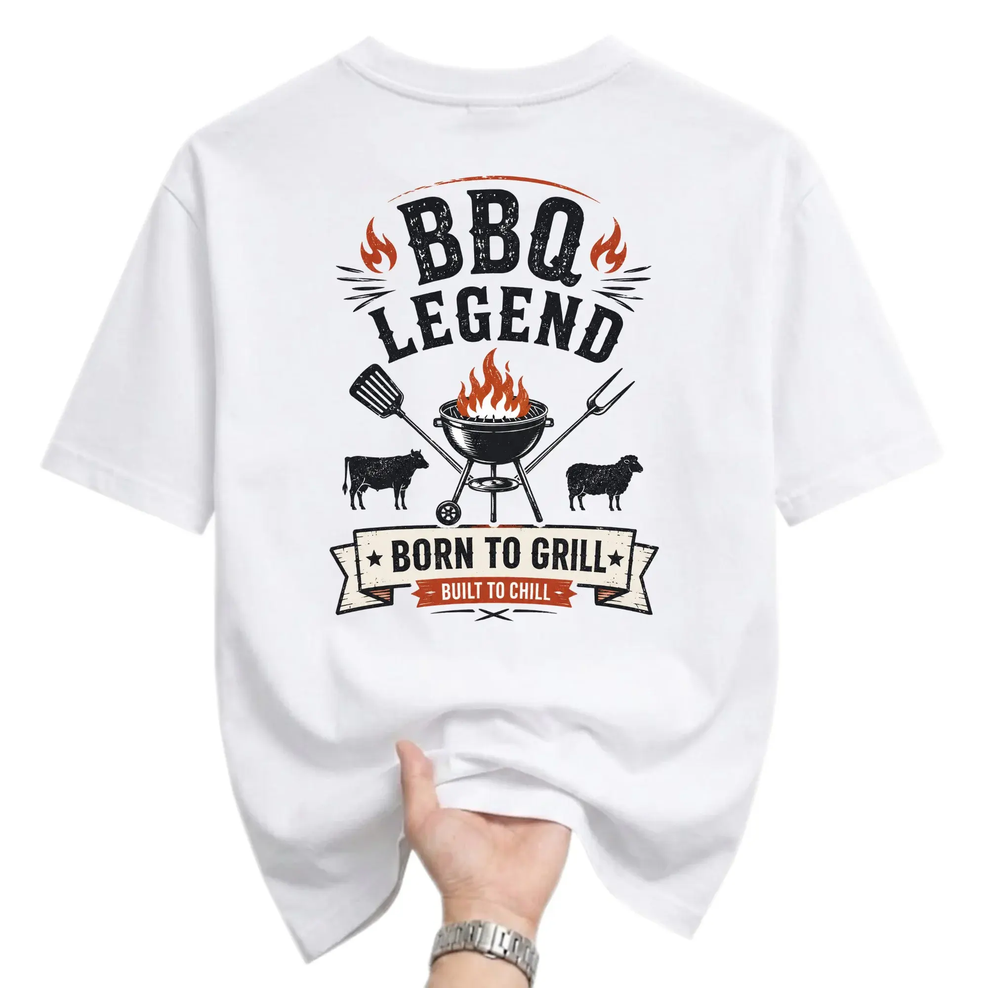 Funny Shirt Bbq Legend Born to Grill Graphic Tee for Men and Women Casual Summer Short Sleeve Crewneck Top