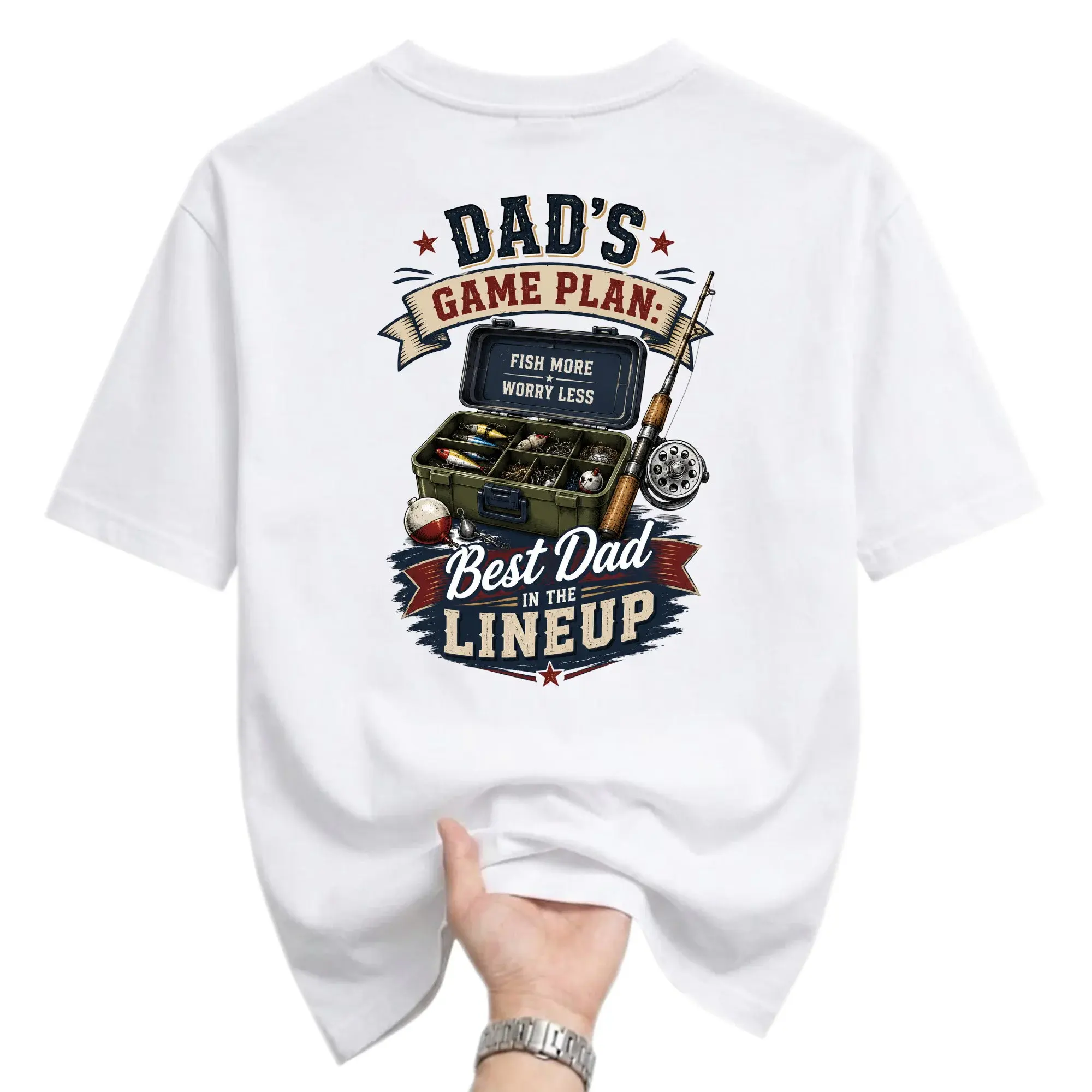 Graphic Tee Dads Game Plan Fishing Design Unisex Crew Neck Short Sleeve Cotton Blend Casual Everyday Apparel Shirt