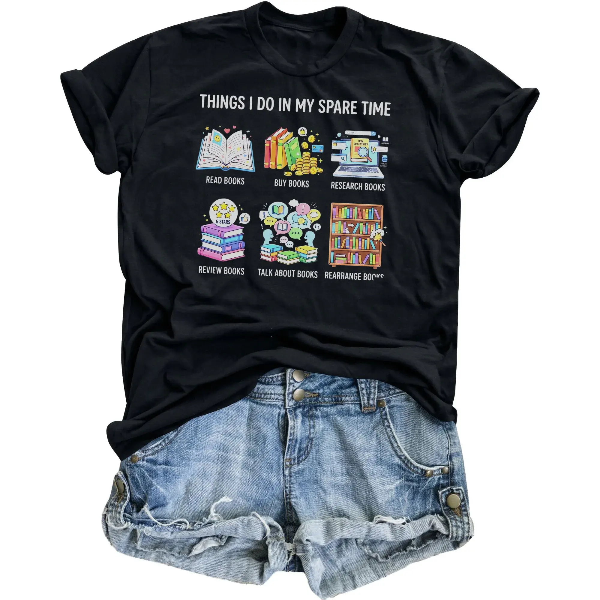 Graphic Tee I Do in My Spare Time Reading Lover Gift Unisex Cotton Blend Crew Neck Short Sleeve Shirt