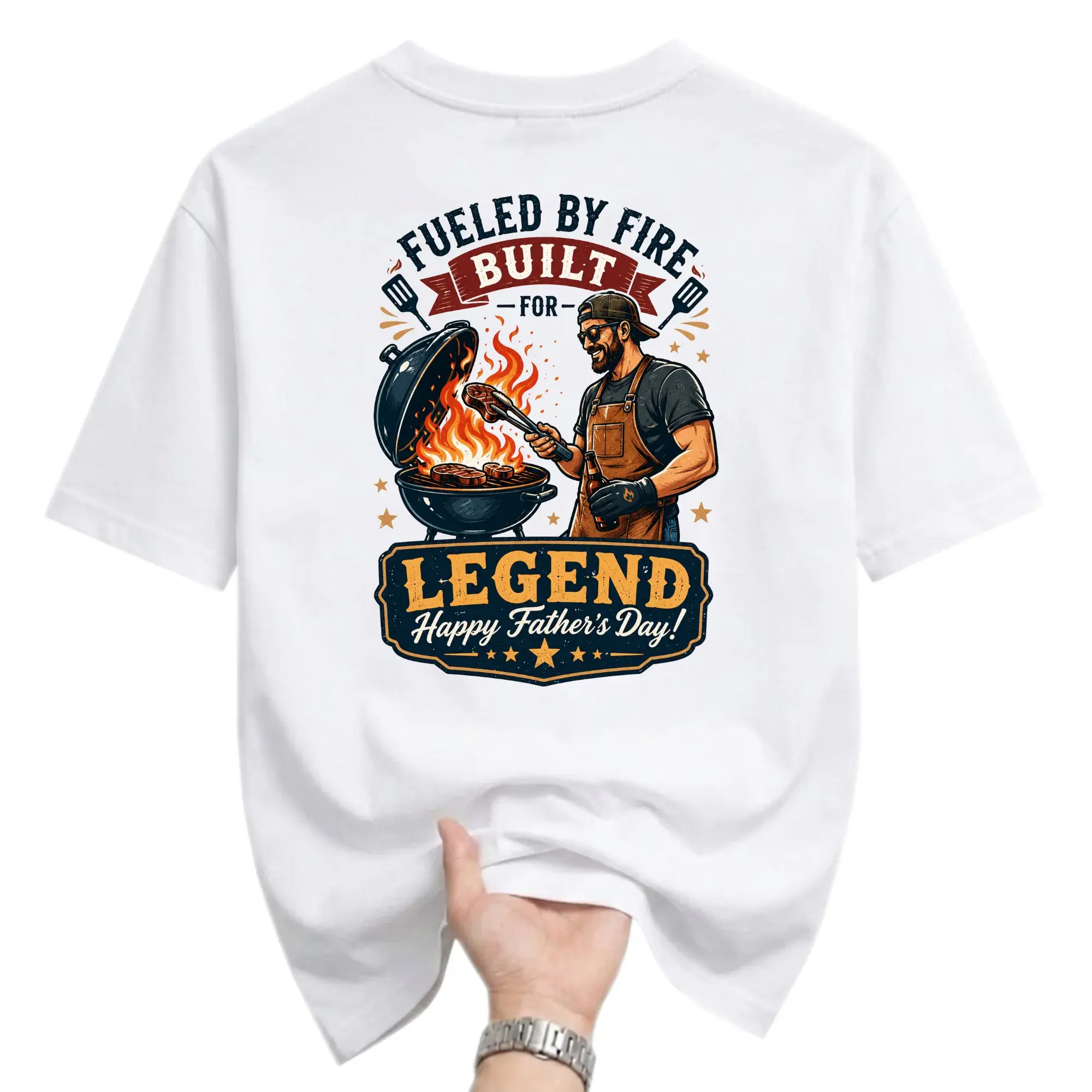 Graphic Tee Fueled by Built for Legend Happy Father Day Casual Unisex Cotton Blend Short Sleeve Crew Neck Top