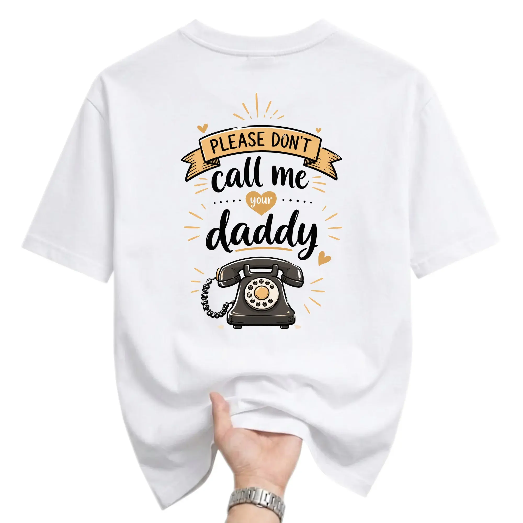 Funny Shirt Please Don't Call Me Your Daddy Retro Phone Graphic Tee Unisex Casual Cotton Blend Crew Neck Short Sleeve