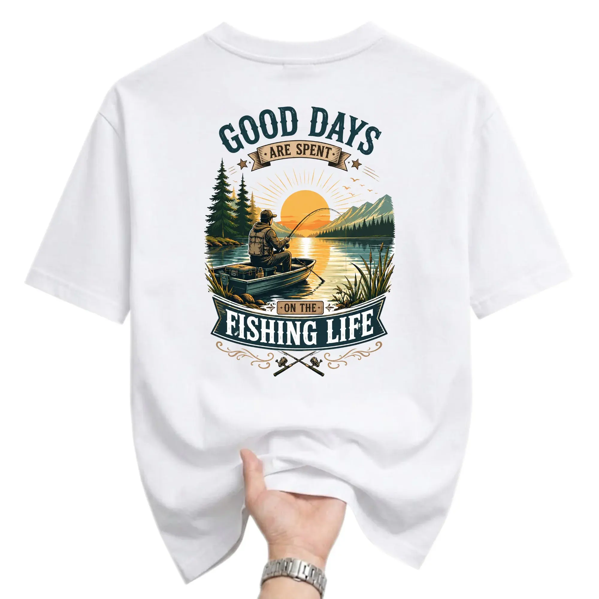 Graphic Tee Unisex Fishing Shirt Good Days Are Spent on the Outdoor Enthusiast Crew Neck T-Shirt