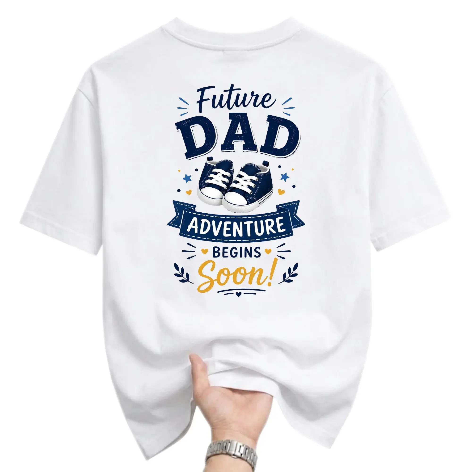 Graphic Tee Future Dad Adventure Begins Soon Print Unisex Casual Crew Neck Comfortable Cotton Blend Short Sleeve Shirt
