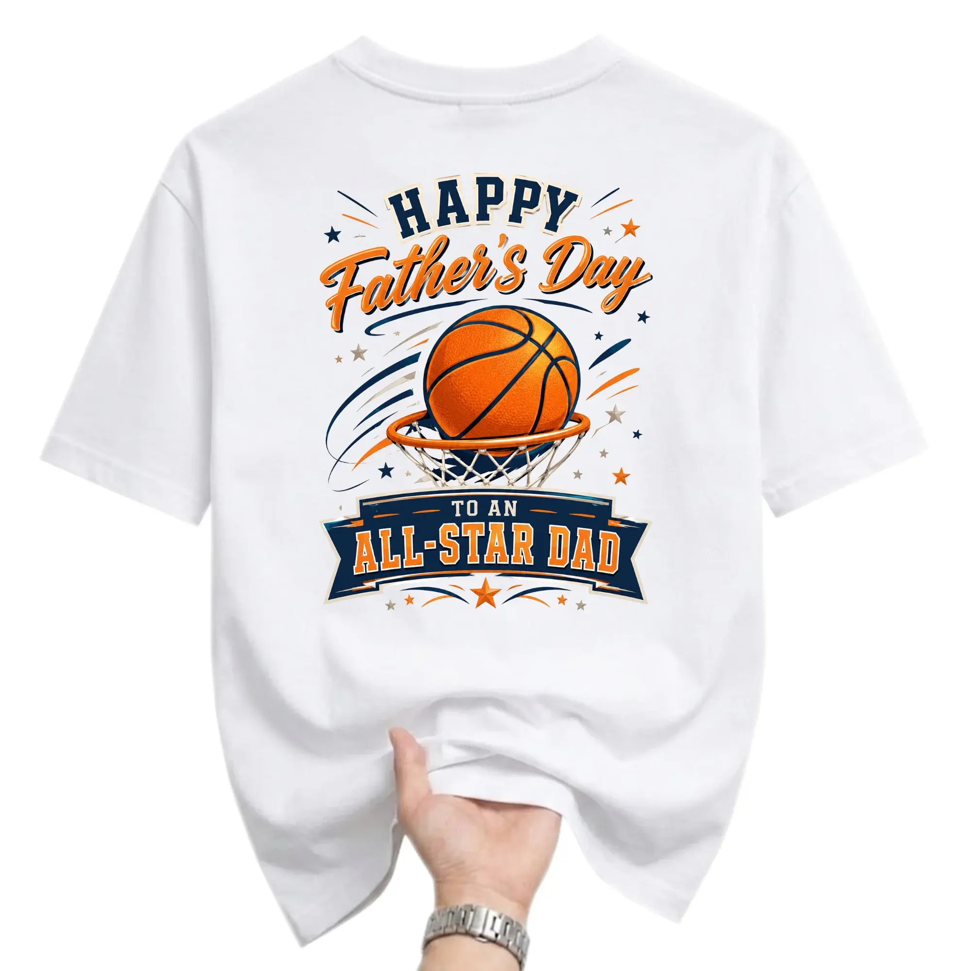Graphic Tee Happy Father's Day to an Dad Basketball Lover Gift Unisex Casual Cotton Crew Neck Shirt