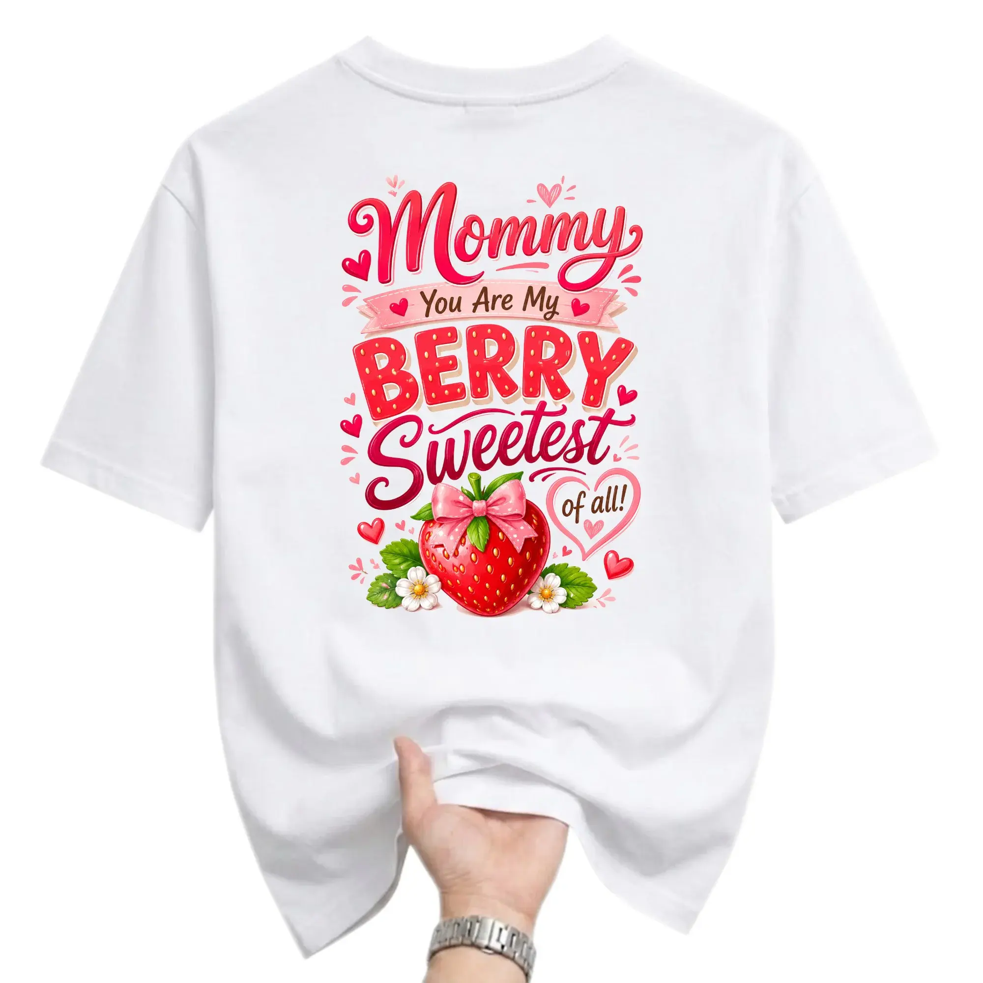 Graphic Tee Mommy You Are My Berry Sweetest of All Strawberry Illustration Casual Unisex Crew Neck Short Sleeve Shirt