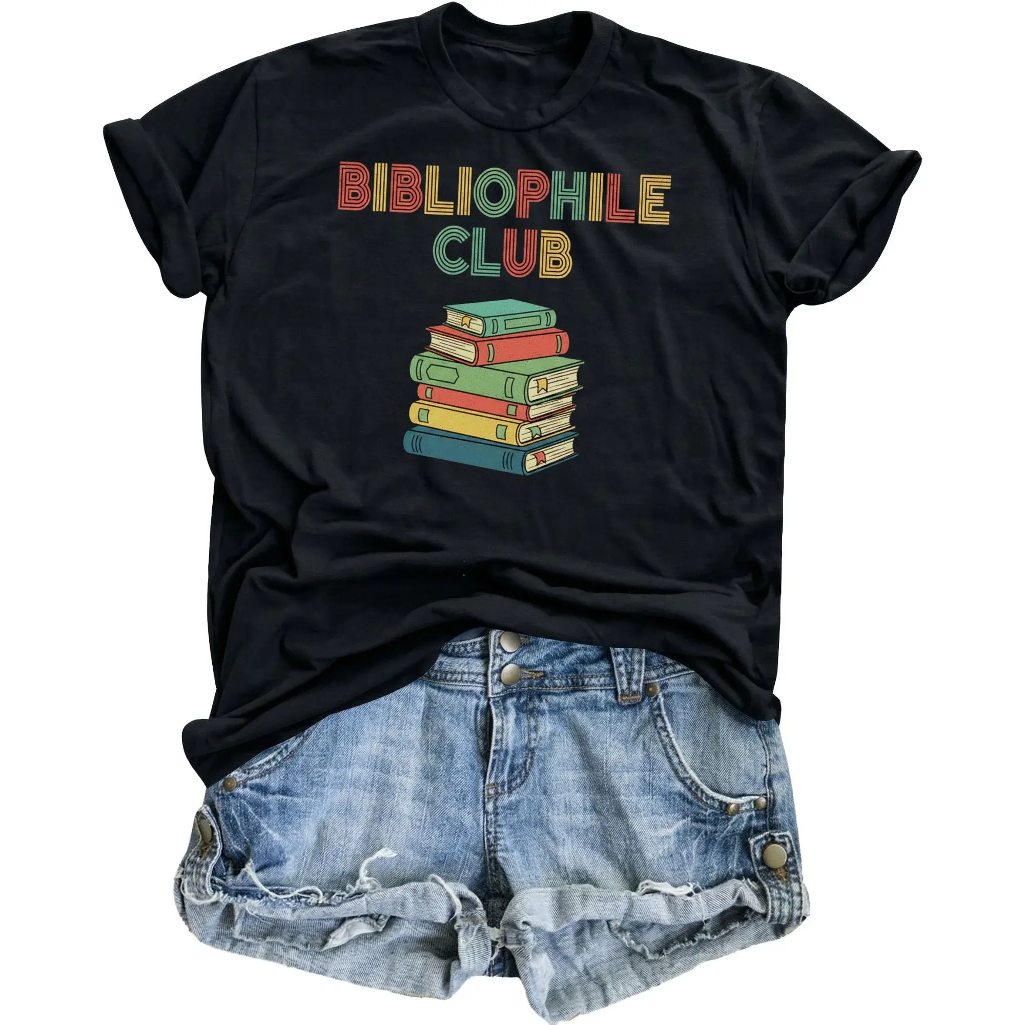 Graphic Tee Bibliophile Club Retro Book Unisex T-Shirt Comfortable Casual Everyday Wear Vintage Style Top