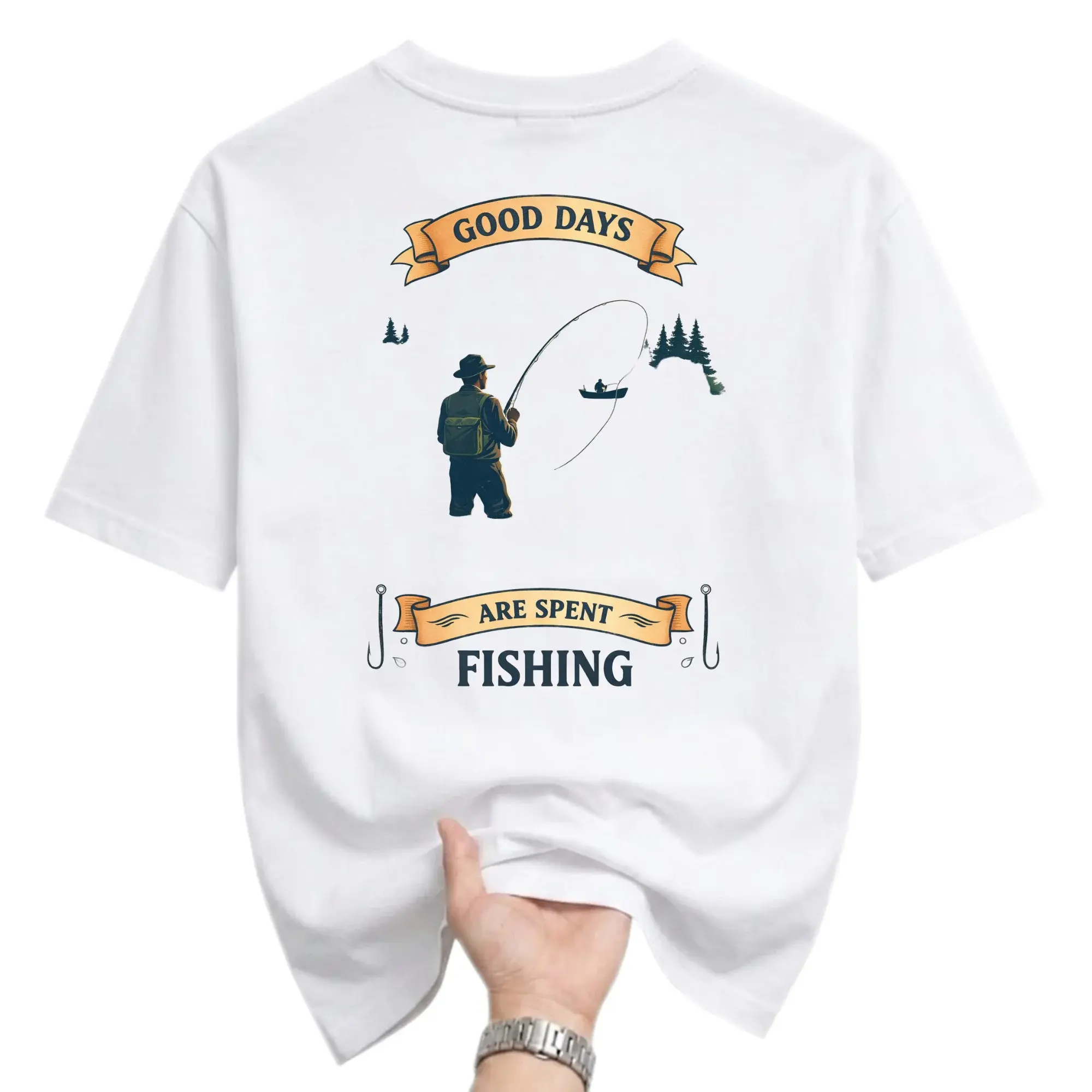 Graphic Tee Good Days Are Spent Fishing Print Casual Unisex Short Sleeve Crew Neck Cotton Blend Outdoor Hobby Shirt