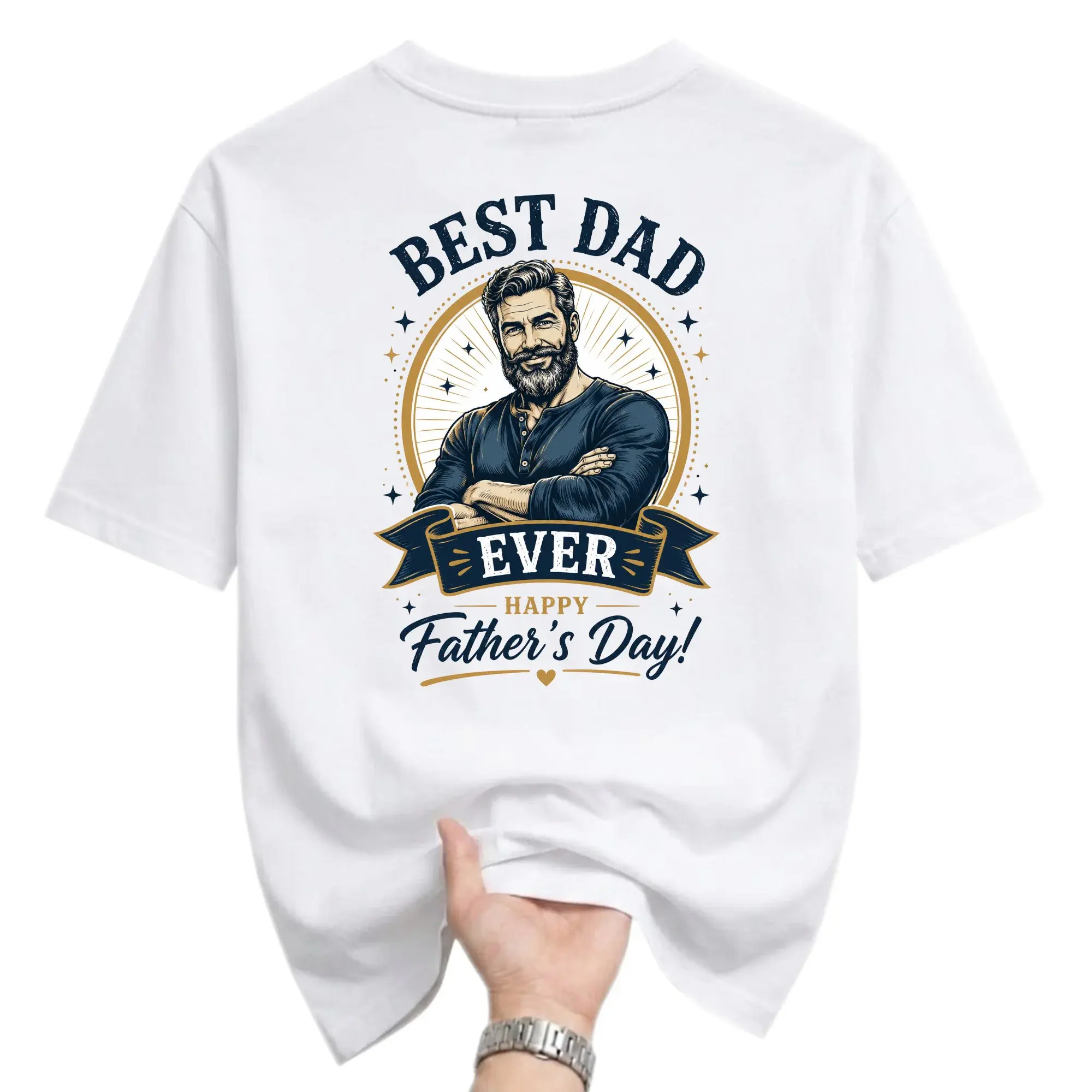 Graphic Tee Best Dad Ever Happy Father Day Unisex Short Sleeve Crew Neck Cotton Casual Summer Shirt Gift for Men