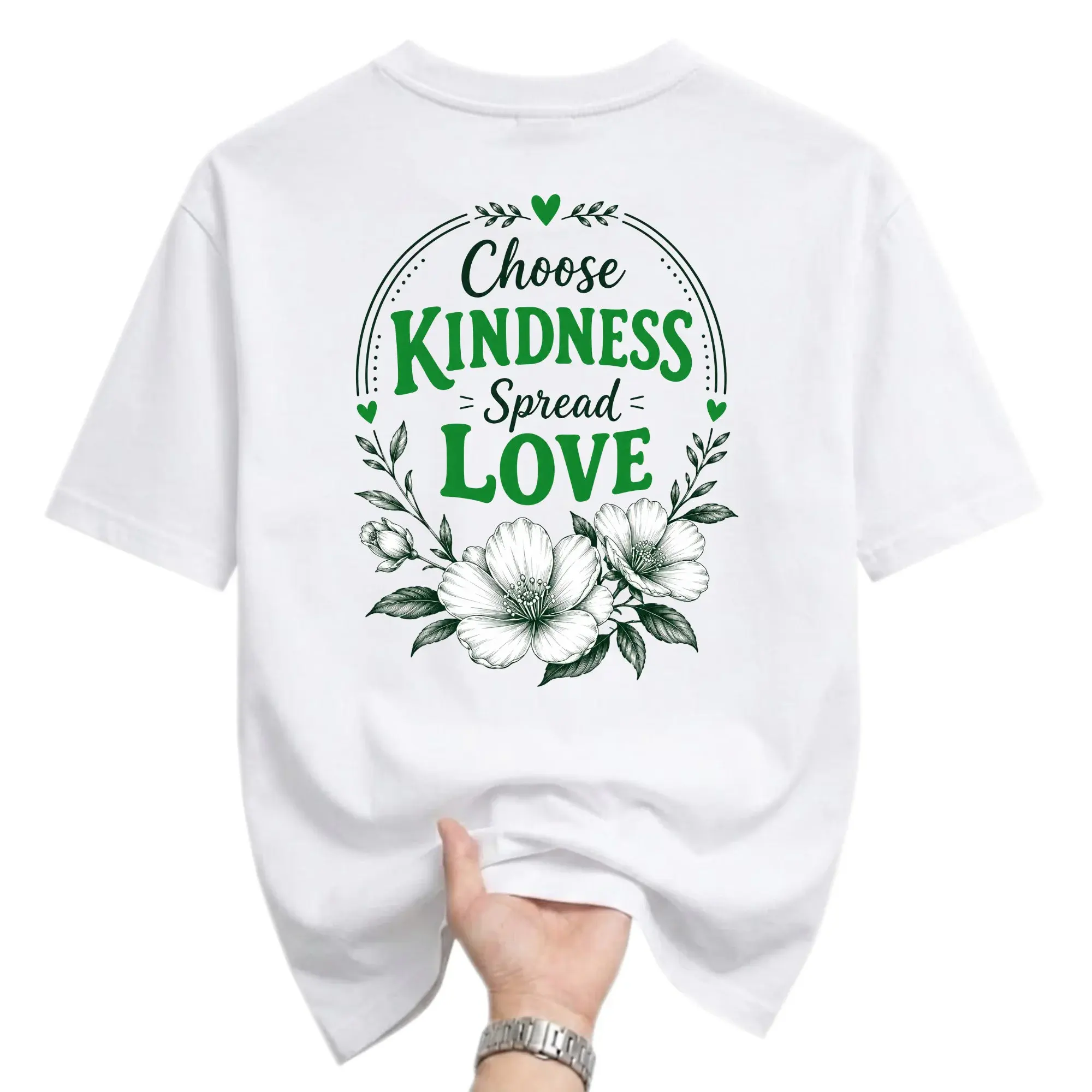 Graphic Tee Choose Kindness Floral Print Unisex Crew Neck Shirt for Casual Everyday Wear and Self Expression