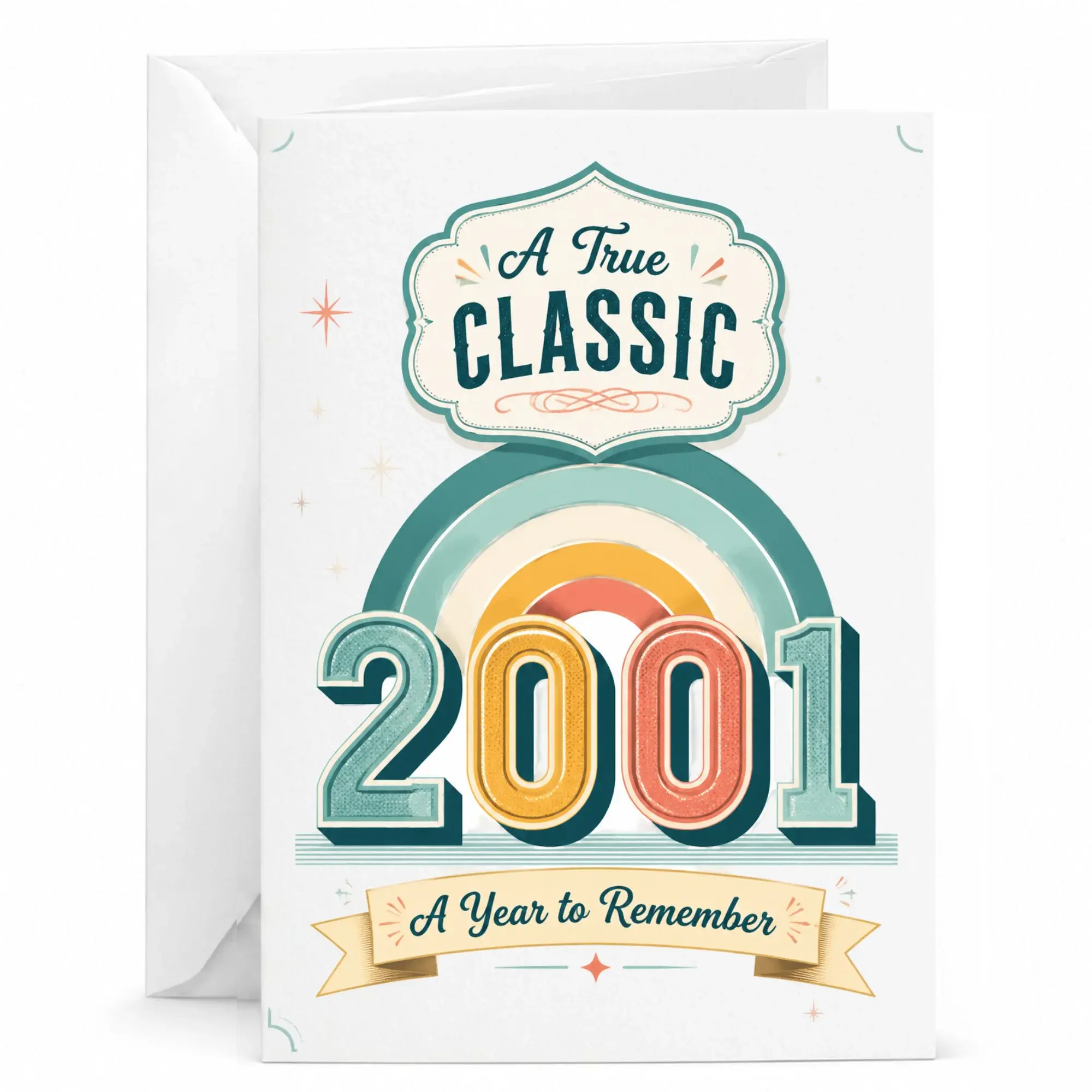 Greeting Card a True Classic 2001 Vintage Style Birthday Card for Milestone Celebration and Anniversary Keepsake