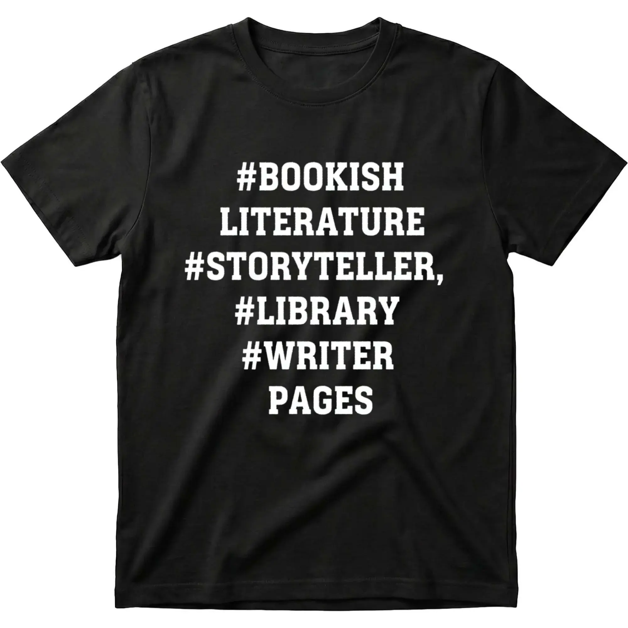Graphic Tee Bookish Literature Storyteller Library Writer Pages Hashtag Design Unisex Casual Cotton Crew Neck Shirt