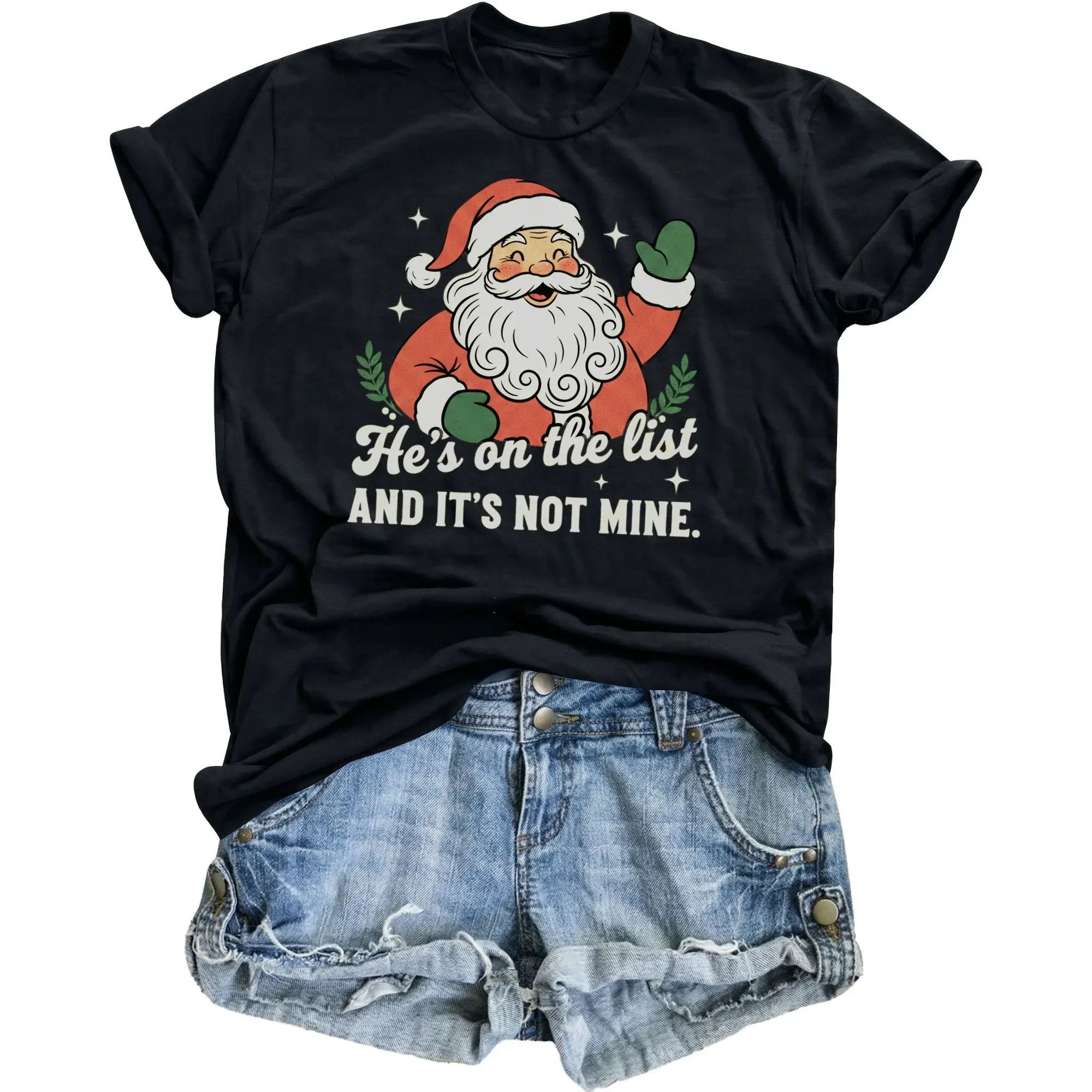 Funny Christmas Graphic Tee Unisex Holiday Crew Neck Shirt Featuring Santa Humorous Seasonal Apparel