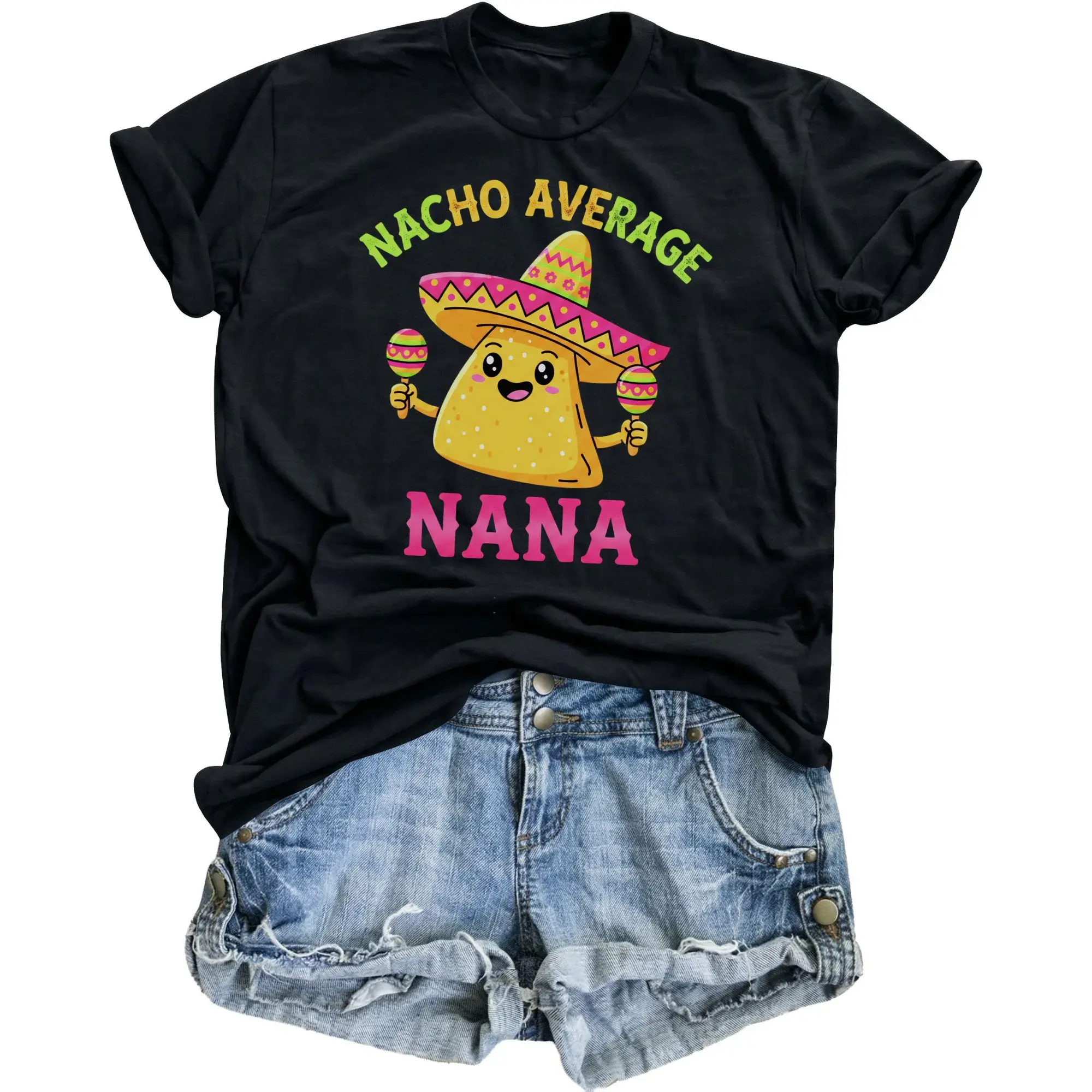 Funny Graphic Tee Nacho Average Nana Unisex T-Shirt Casual Cotton Blend Crew Neck Apparel for Everyday Wear