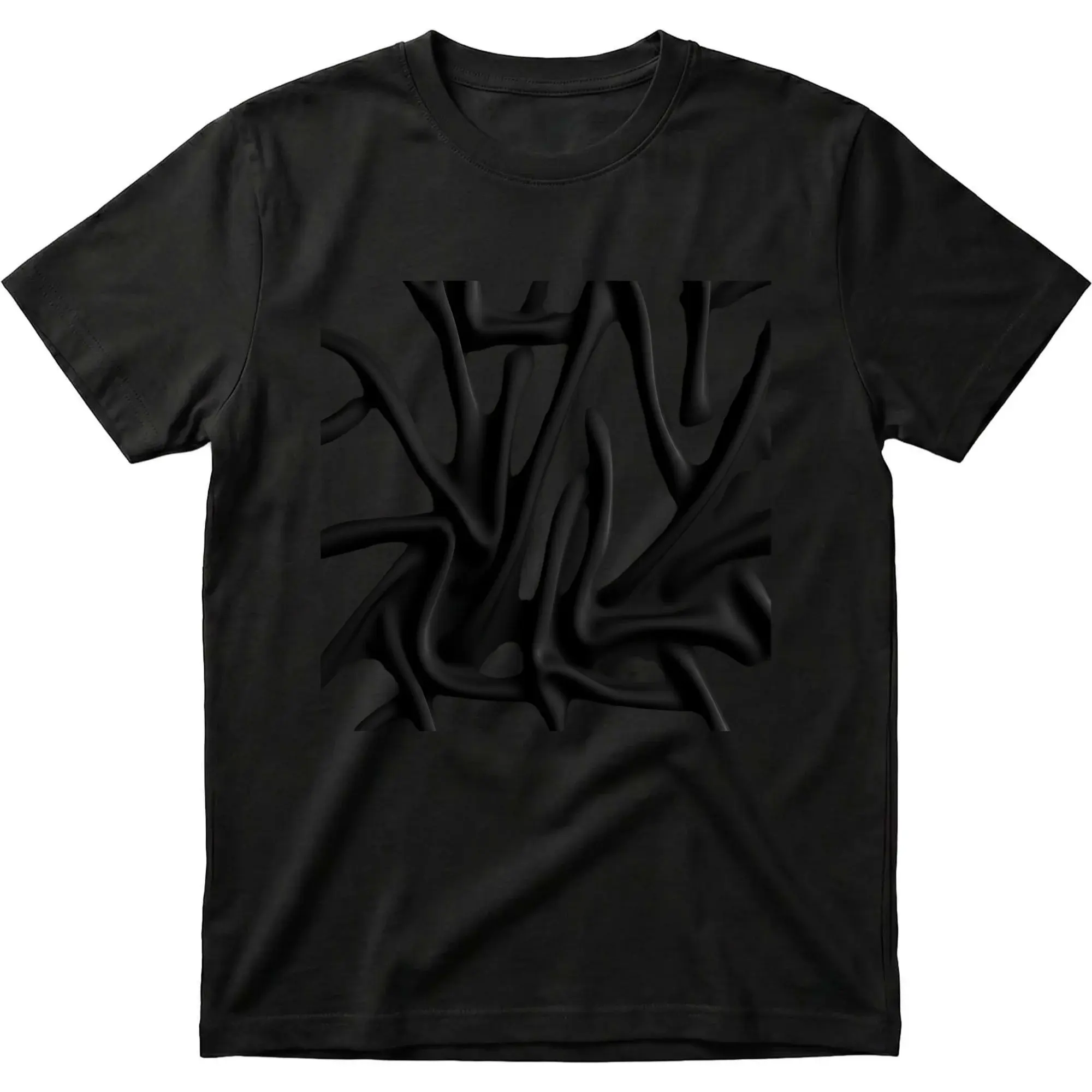 Graphic Tee Unisex Black Short Sleeve Shirt Featuring Abstract Minimalist Wavy Pattern Geometric Art Design