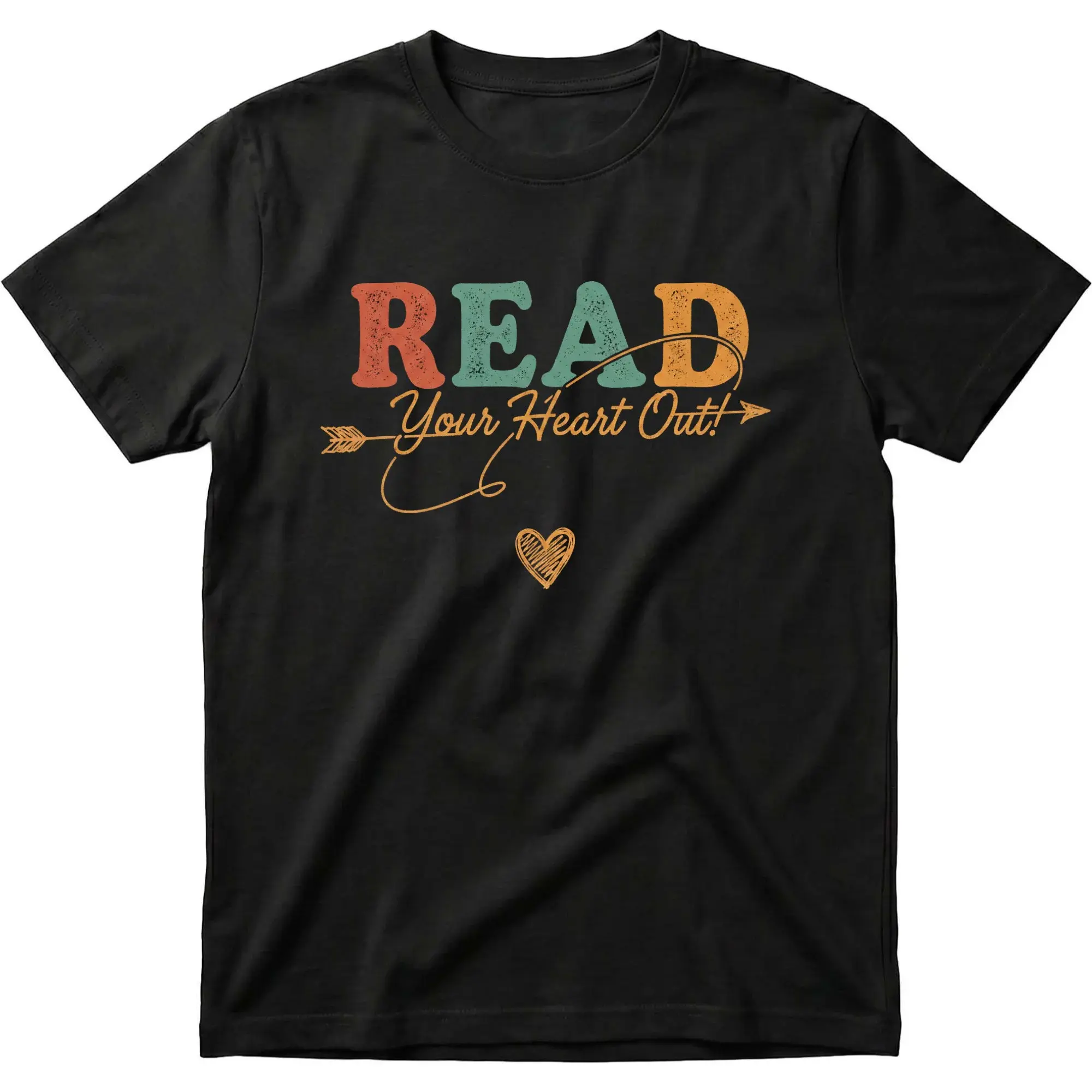 Graphic Tee Read Your Heart Out Shirt Vintage Style Unisex Crew Neck Short Sleeve Cotton Blend Book Lover Gift
