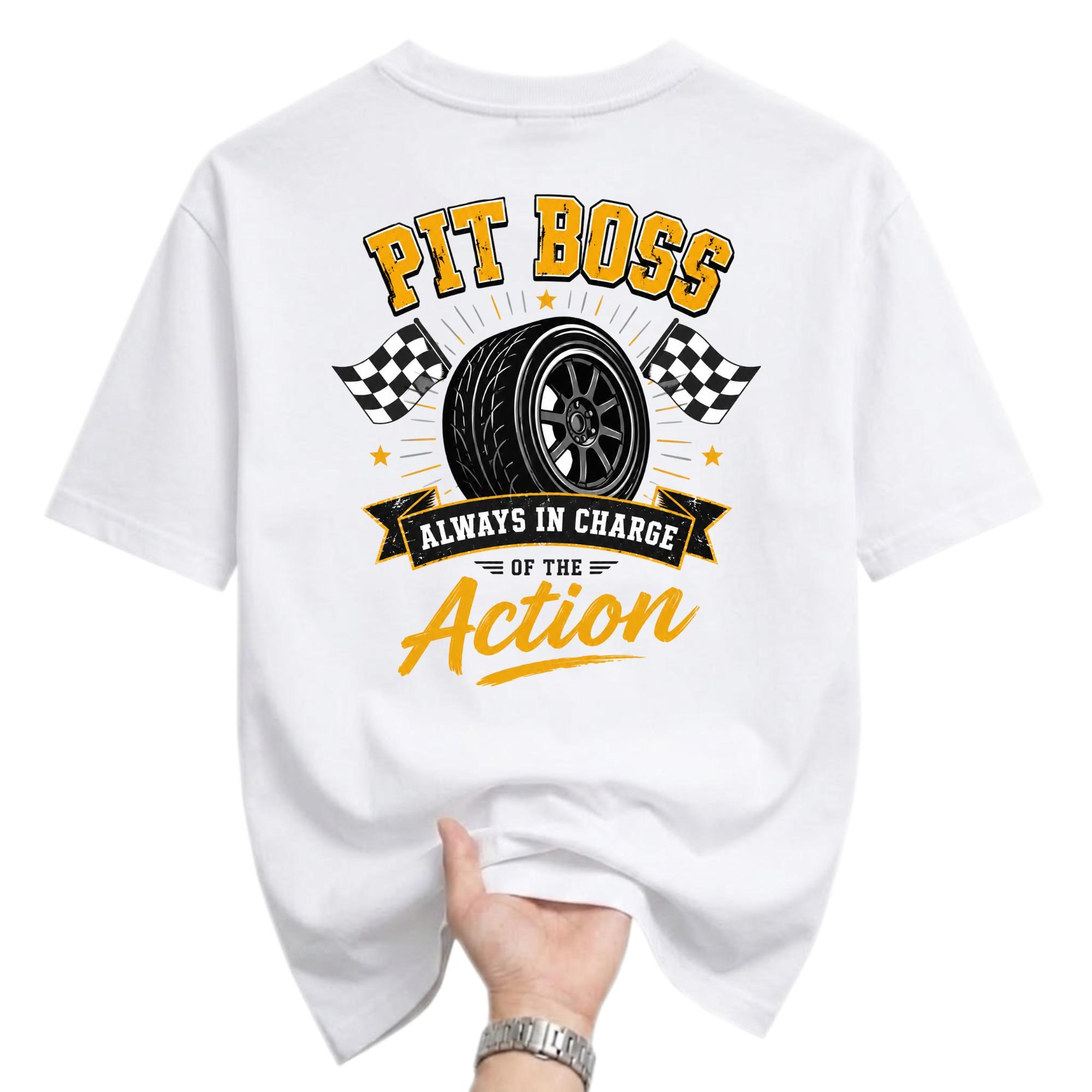Graphic Tee Pit Auto Racing Theme Unisex Crew Neck Short Sleeve Shirt for Casual Everyday Apparel Wear