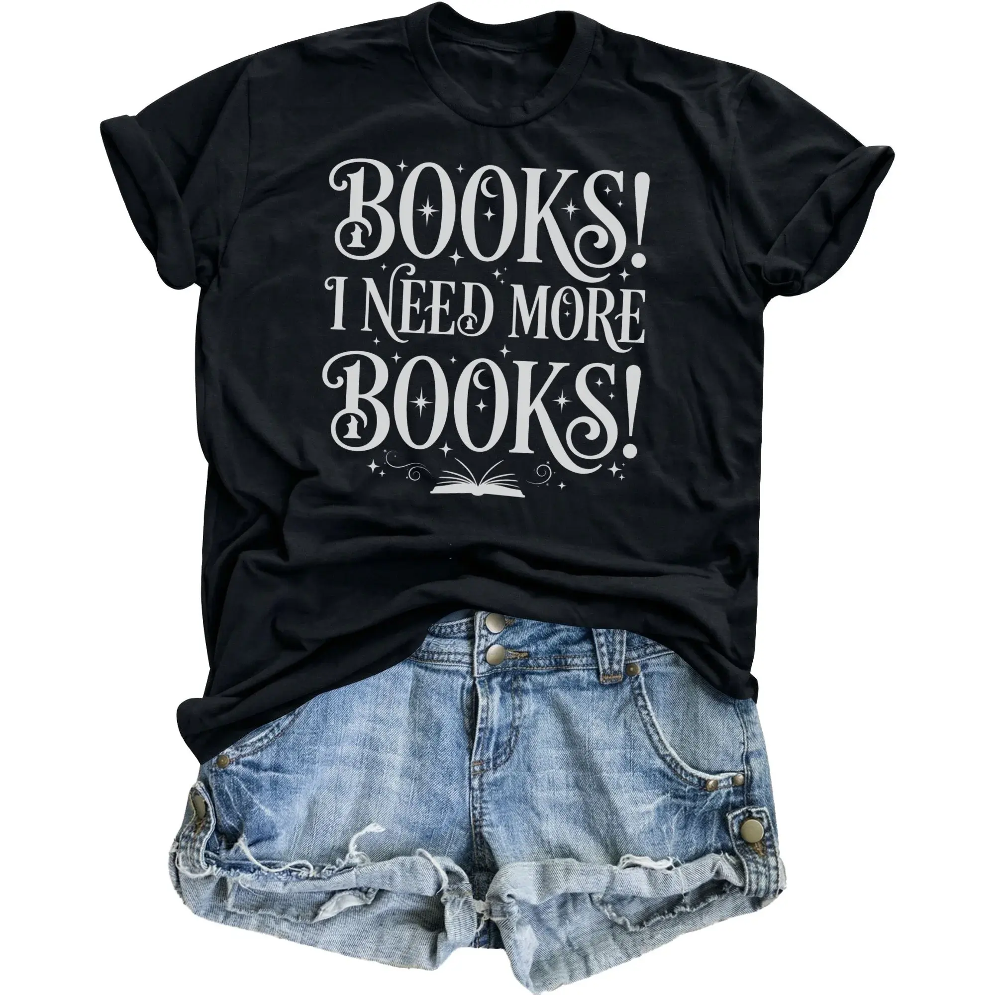 Graphic Tee Books I Need More Funny Literary Unisex T-Shirt for Library Enthusiasts and Readers Black
