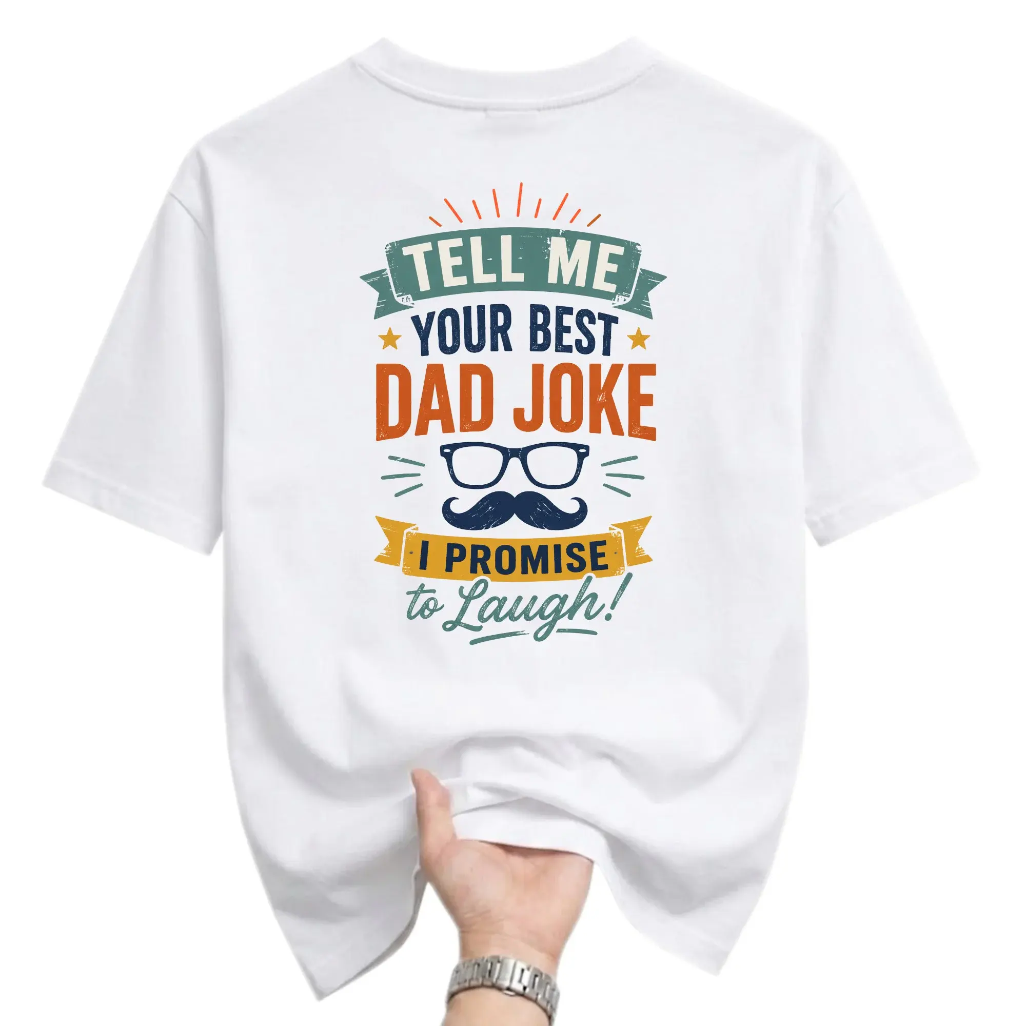 Funny Shirt Tell Me Your Best Dad Joke Graphic Tee for Men and Women Humorous Crew Neck Casual Cotton Blend Top