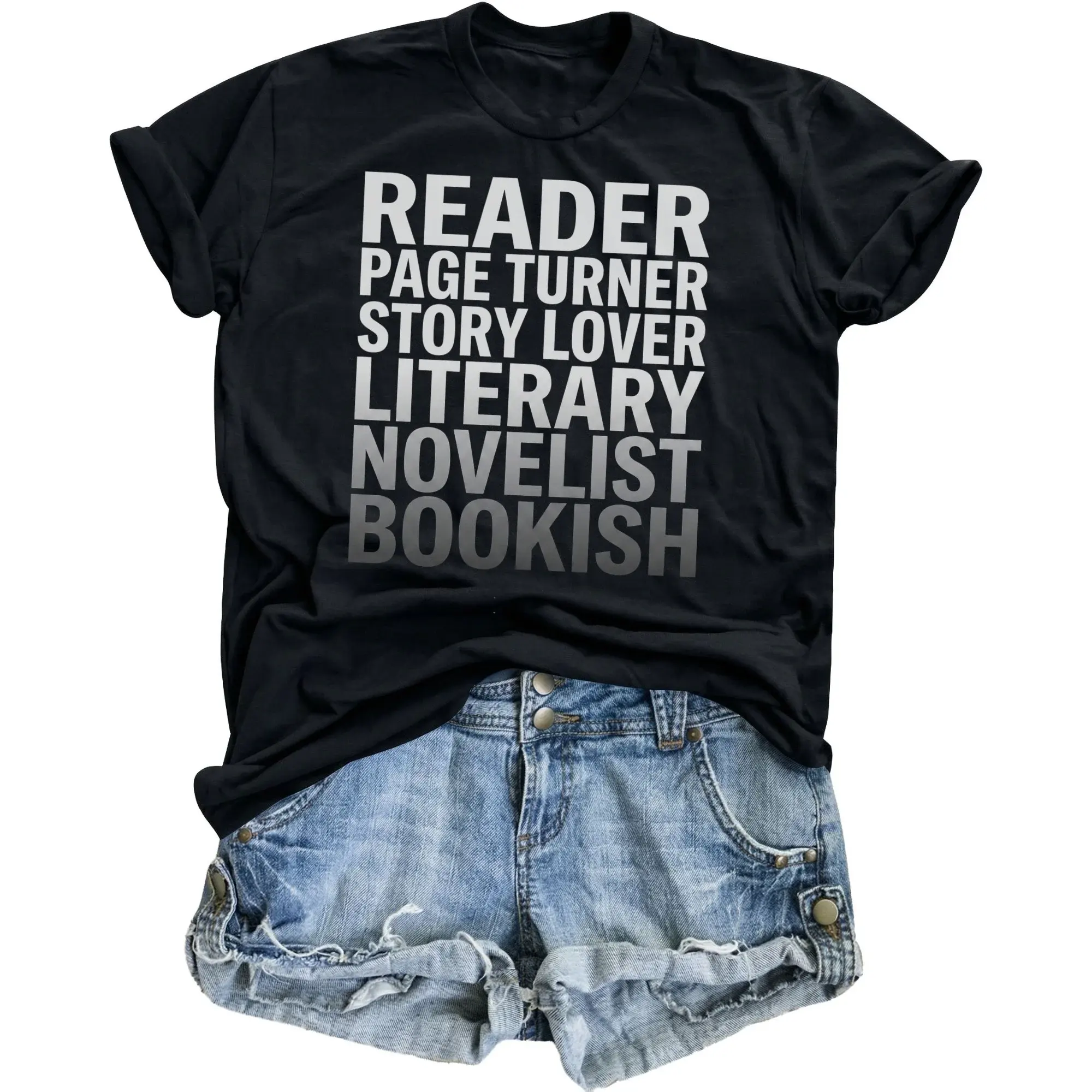 Graphic Tee Bookish Reader Apparel Unisex Cotton Casual Shirt Featuring Literary Terms for Passionate Library Lovers