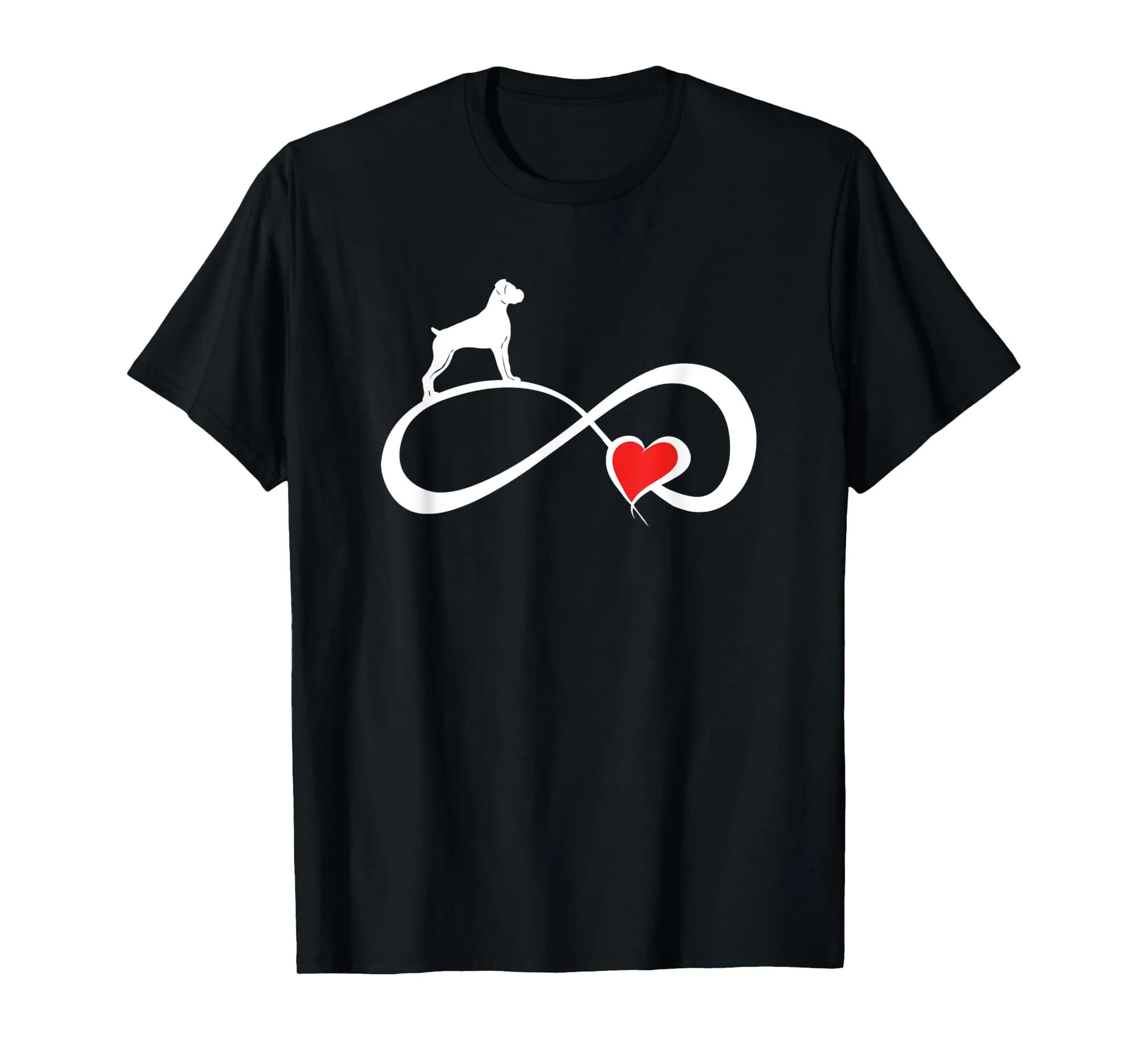 Boxer Uncropped Ears Dog Mom Eternity Heart Valentines T-Shirt