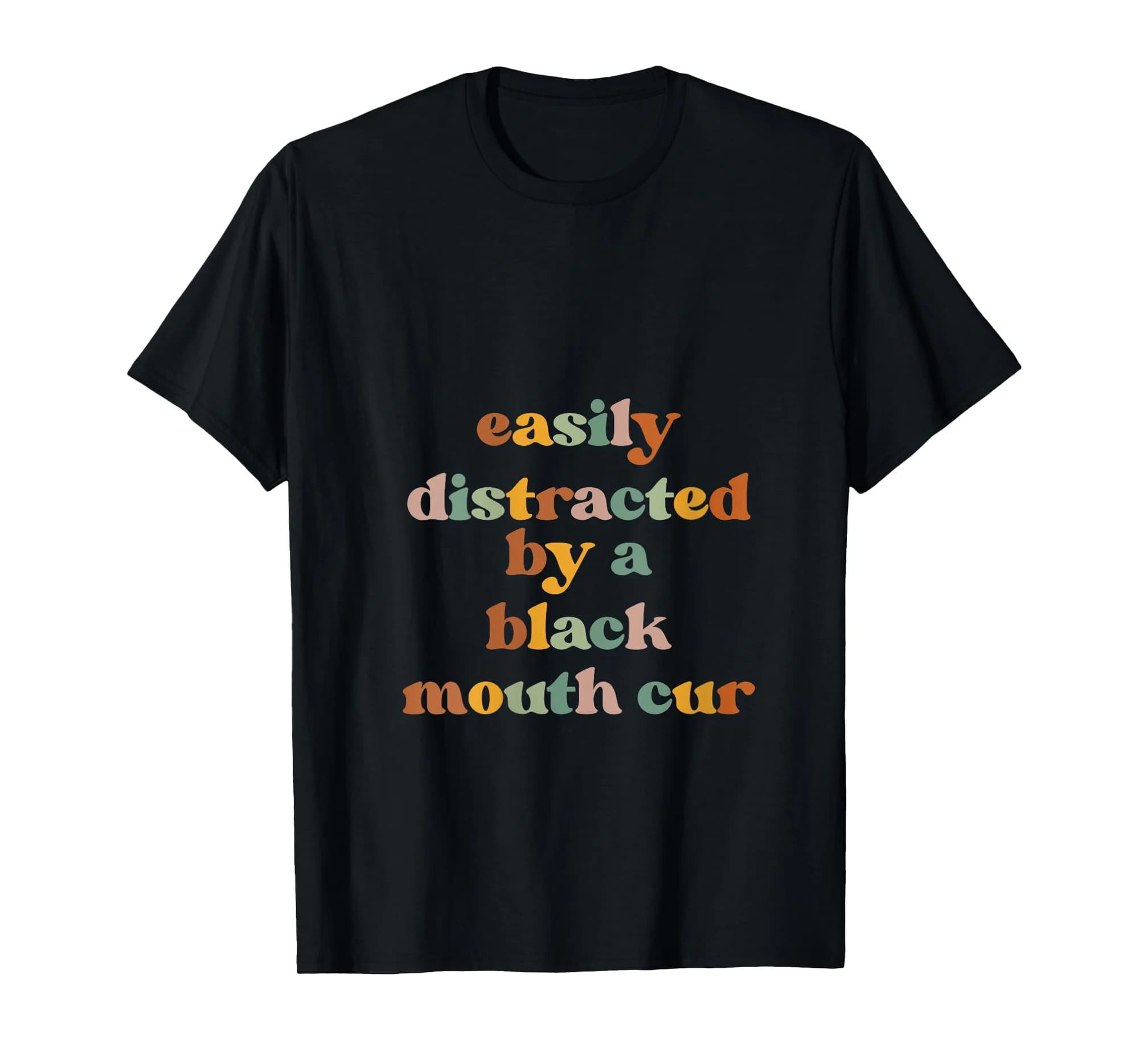 Womens Easily Distracted By A Dog - Dog Dad Mom Black Mouth Cur V-Neck T-Shirt