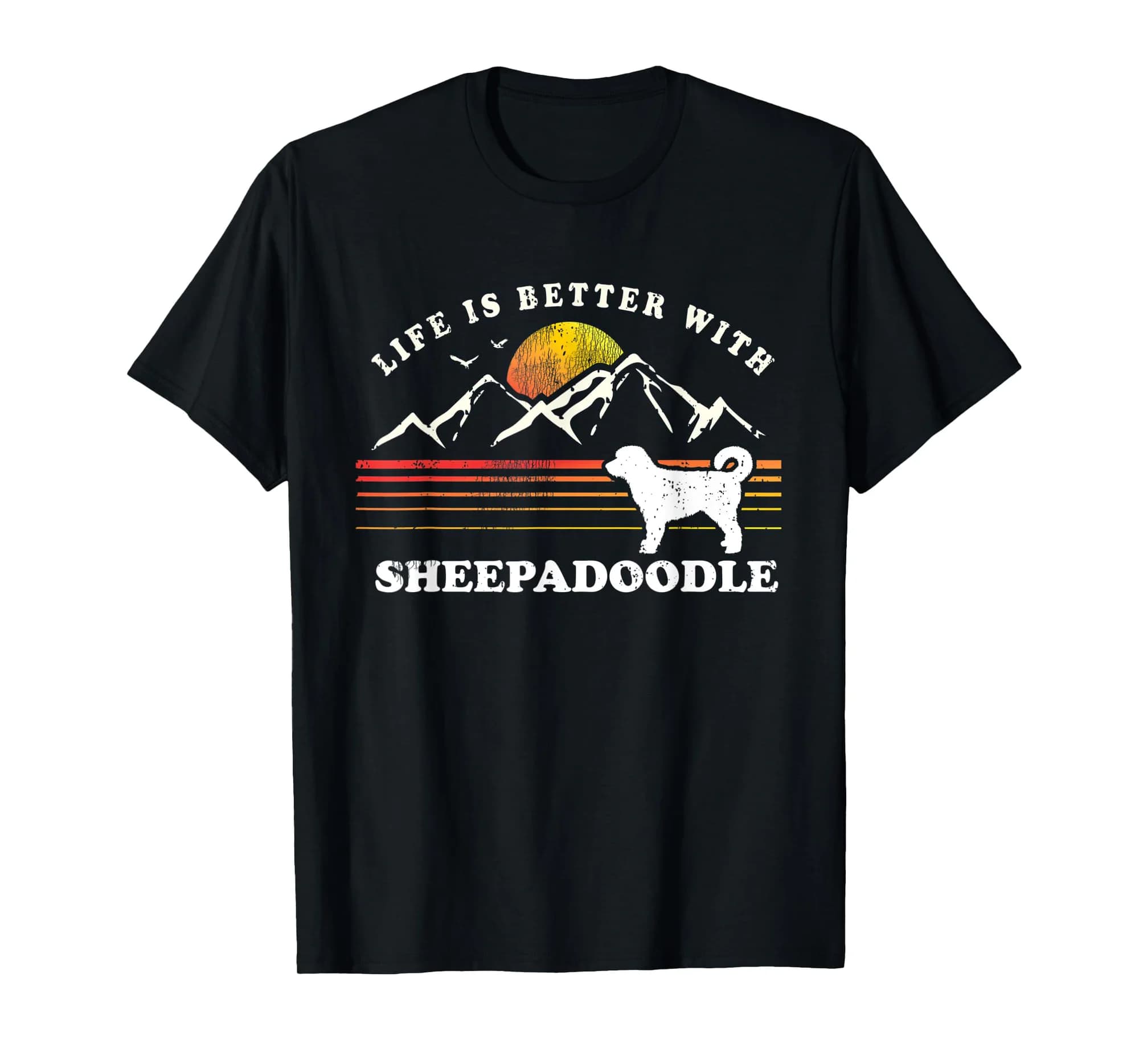 Life Better Sheepadoodle Vintage Dog Mom Dad T-Shirt
