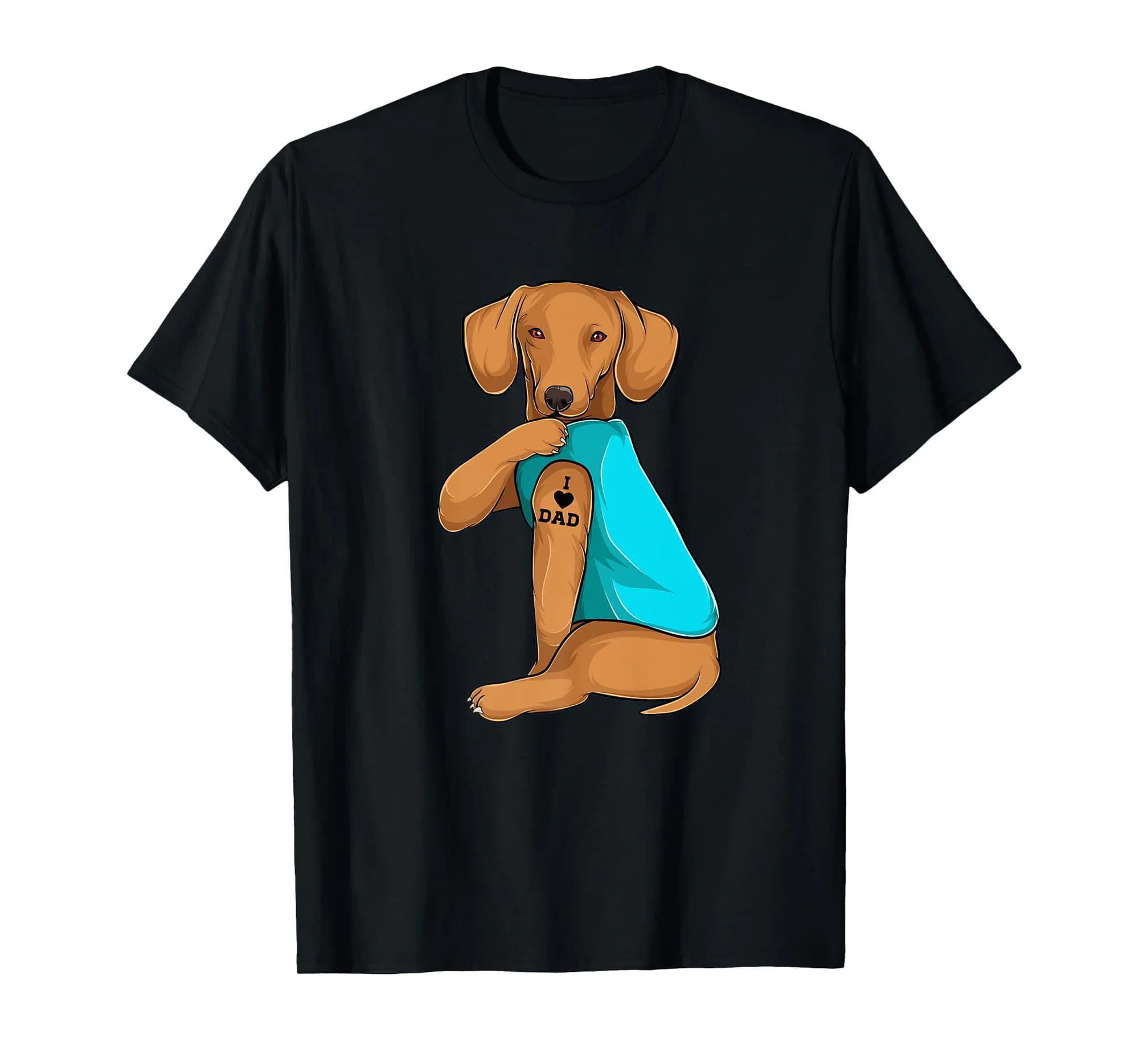 Fun Daschund I Love Dad Tattoo Apparel, Dog Dad Gifts Dads Premium T-Shirt