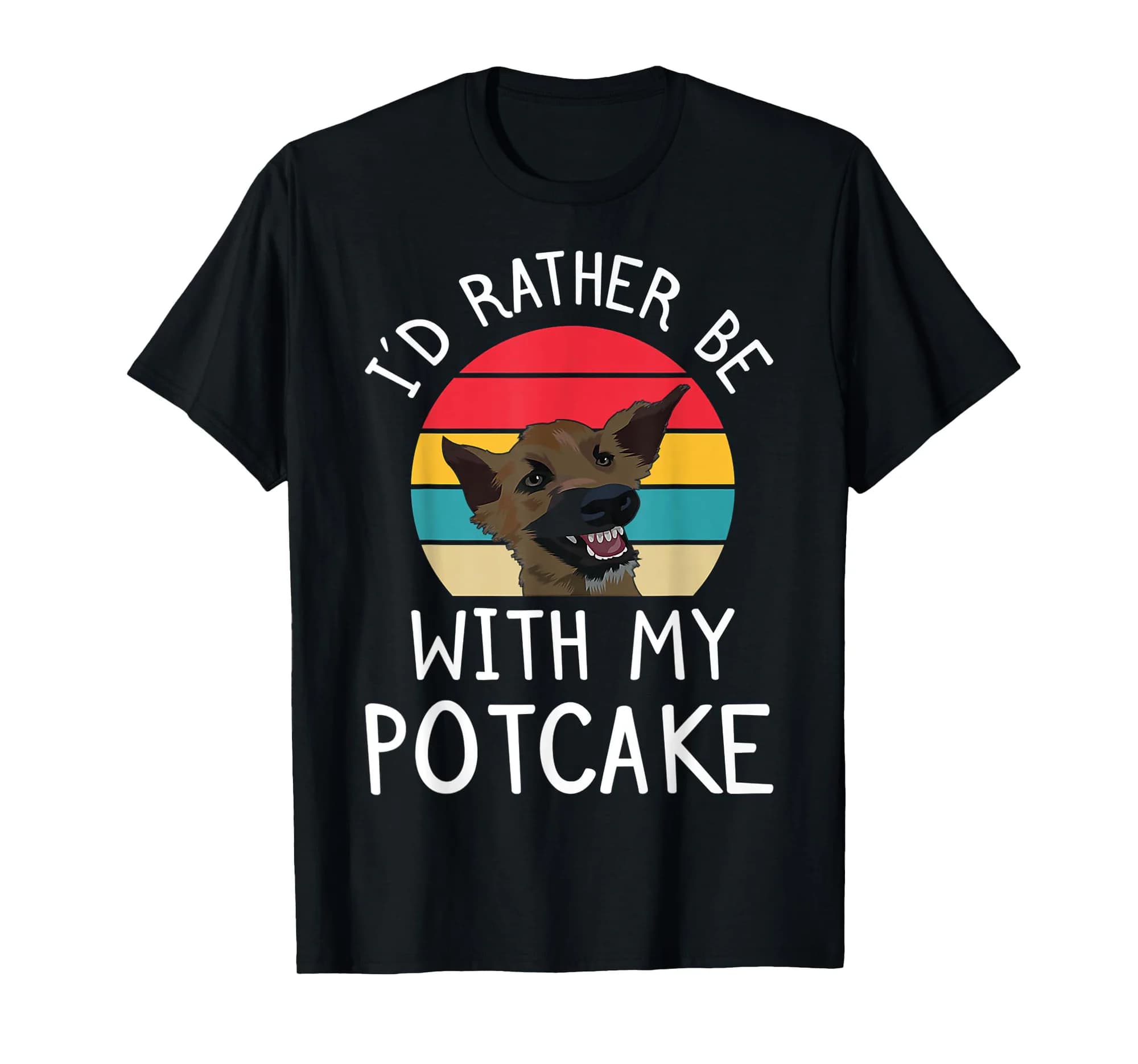 Vintage Retro I'd Rather Be With My Potcake Funny Dog Lover T-Shirt