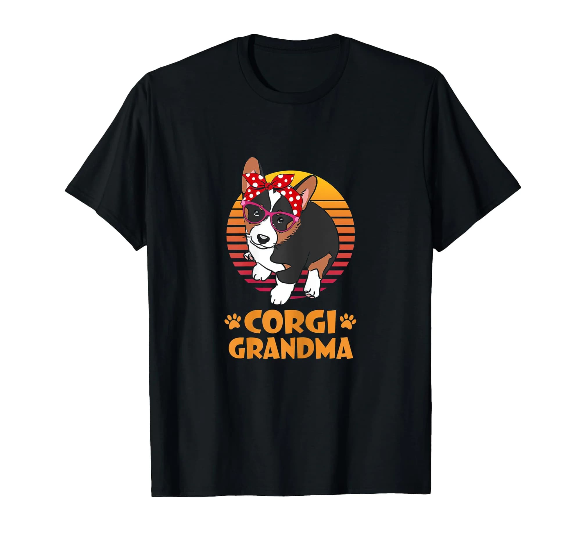 Womens Retro Bandana Tricolor Corgi Dog Grandma Mothers Day T-Shirt