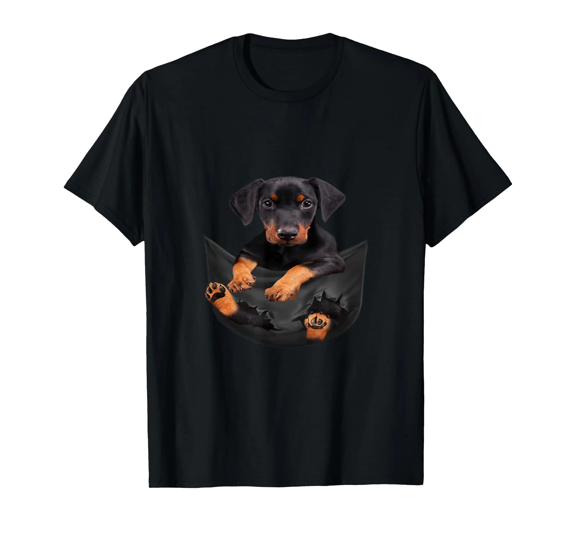 Dog Lovers Gifts Doberman In Pocket Funny Dog Face T-Shirt