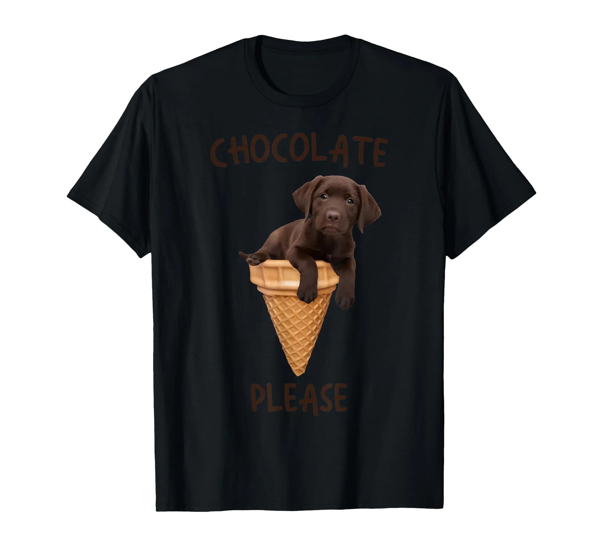 Chocolate Lab Waffle Cone Ice Cream Cute Labrador Puppy Dog T-Shirt