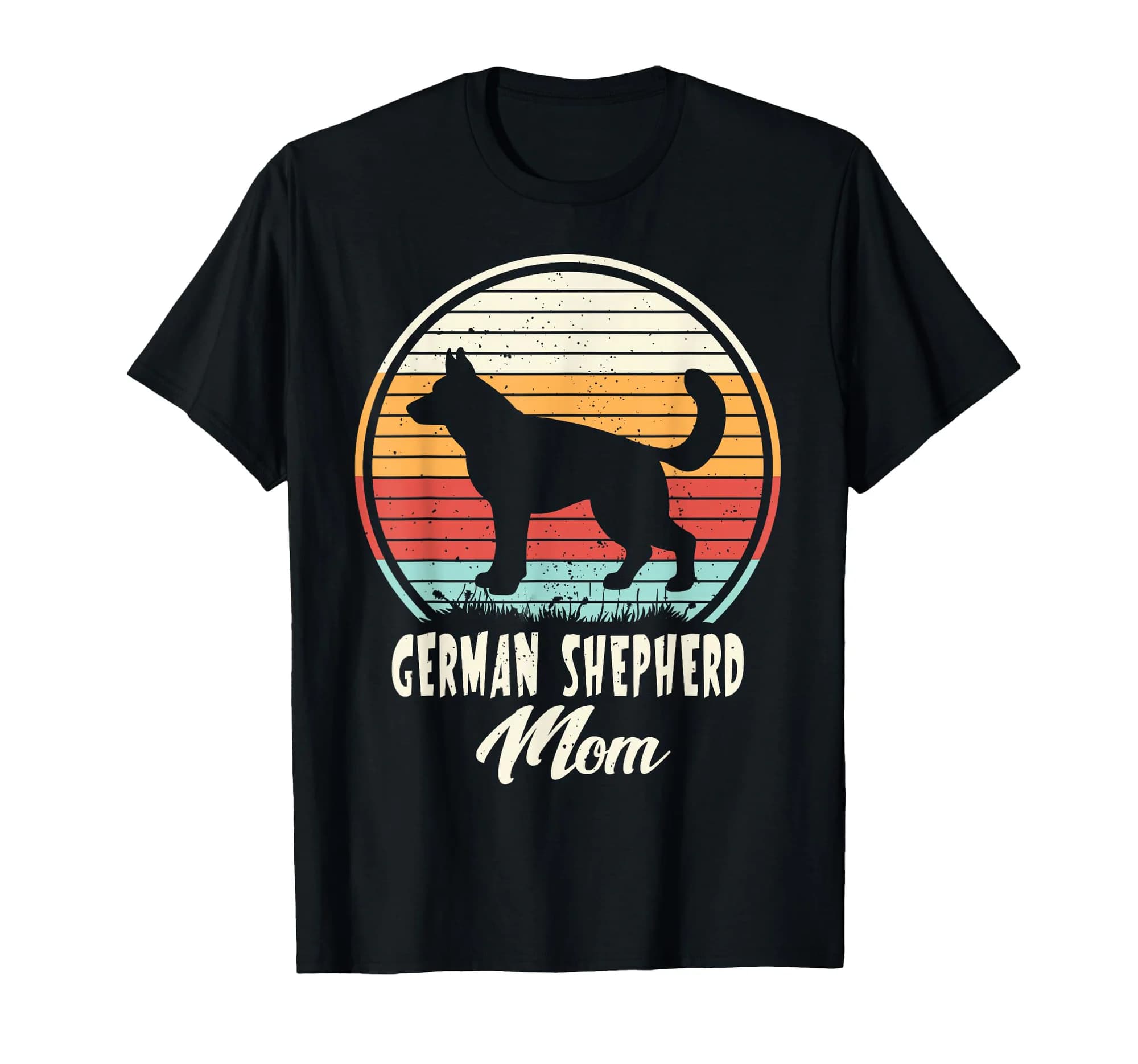 German Shepherd Mom Dog Lover Sunset Retro Vintage T-Shirt