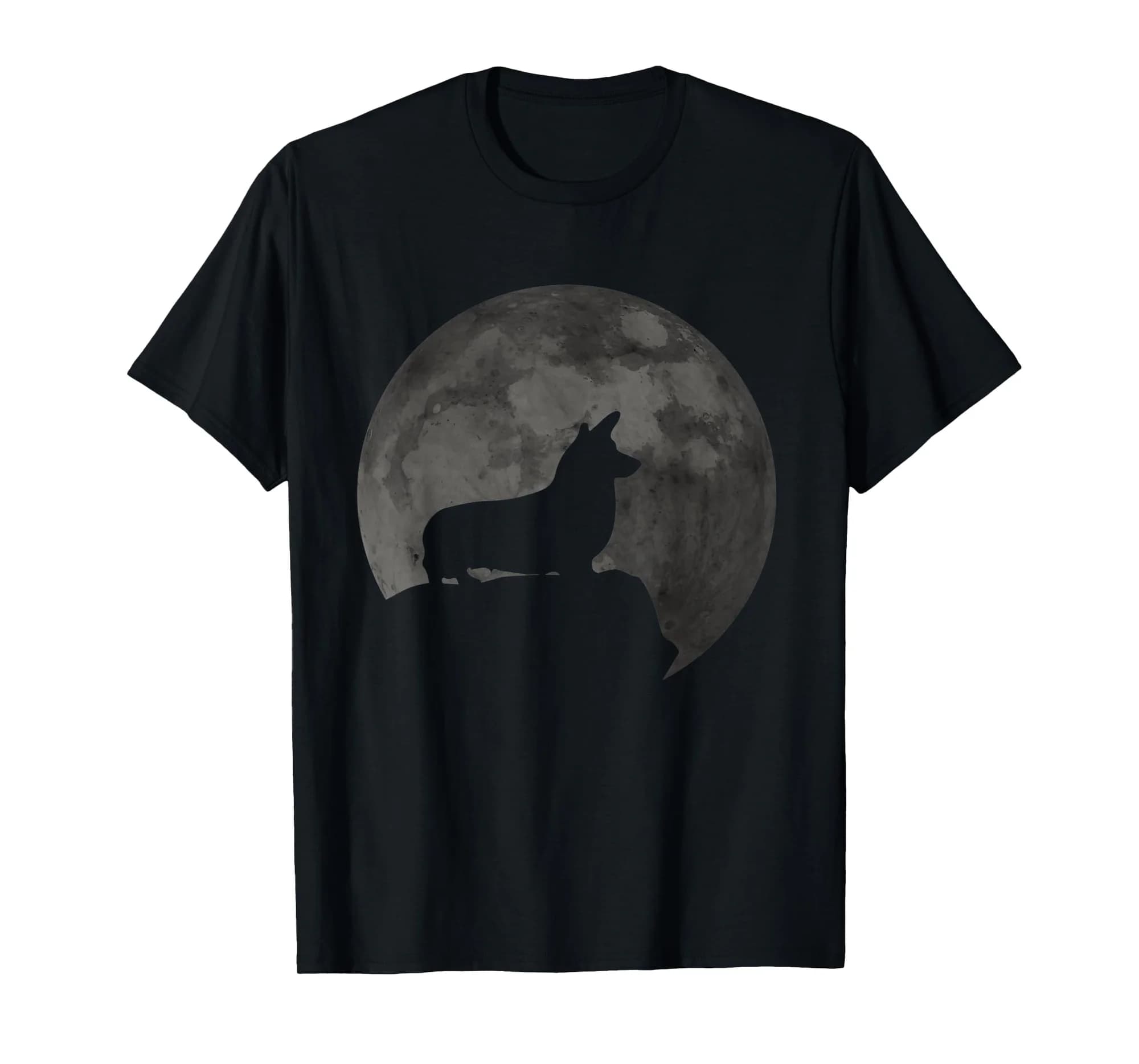 Moon And Dog Silhouette - Welsh Corgi T-Shirt