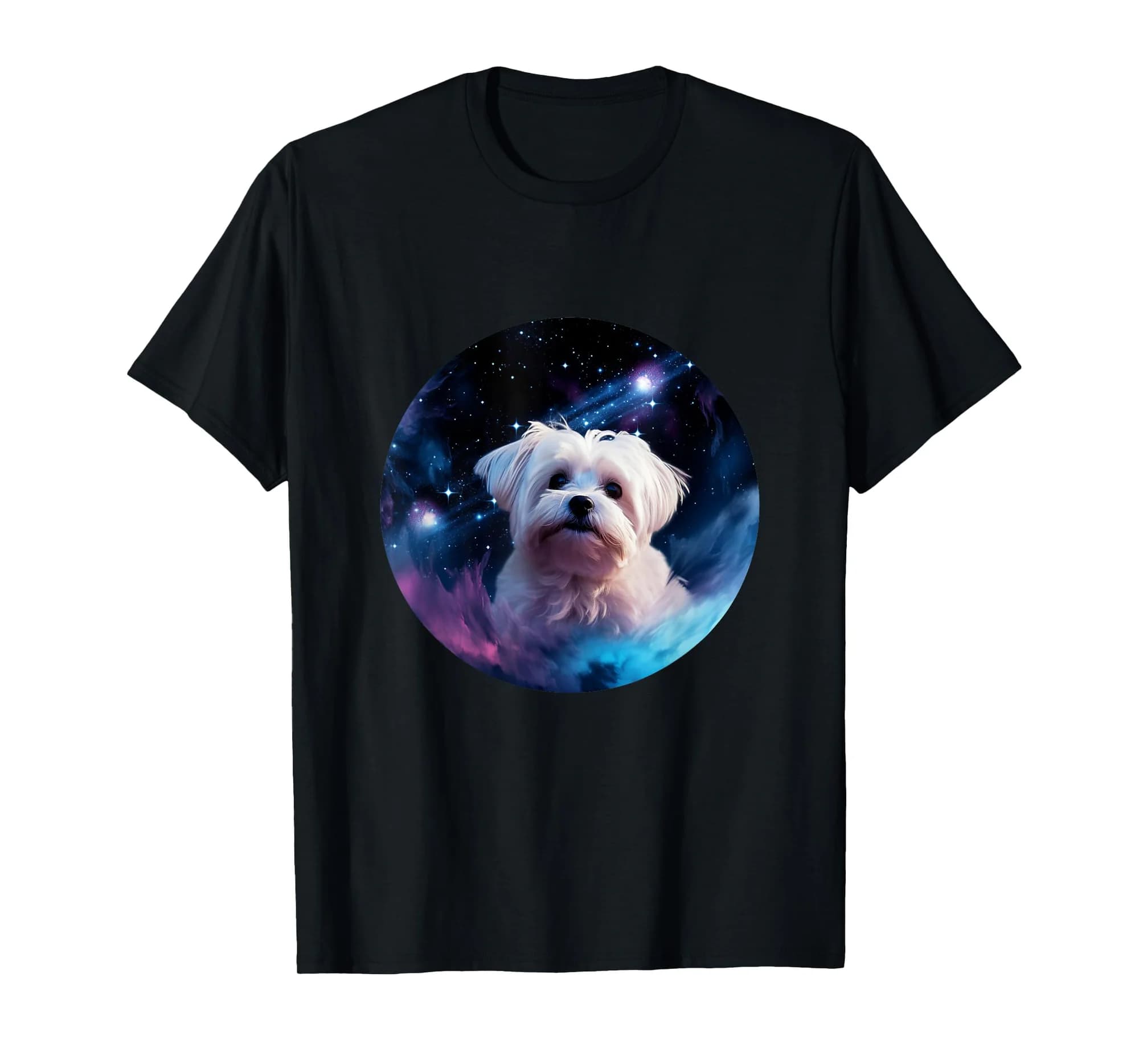 Maltese Dog In Space Stars And Galaxy T-Shirt
