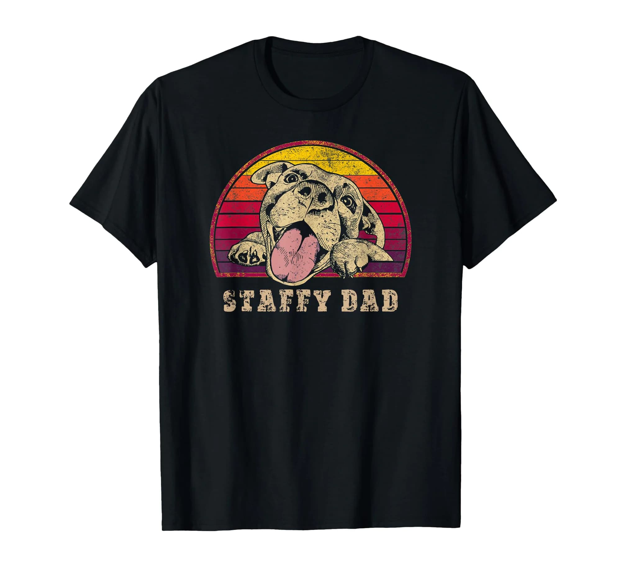 Staffy Dad Smiling Retro Staffordshire Terrier T-Shirt