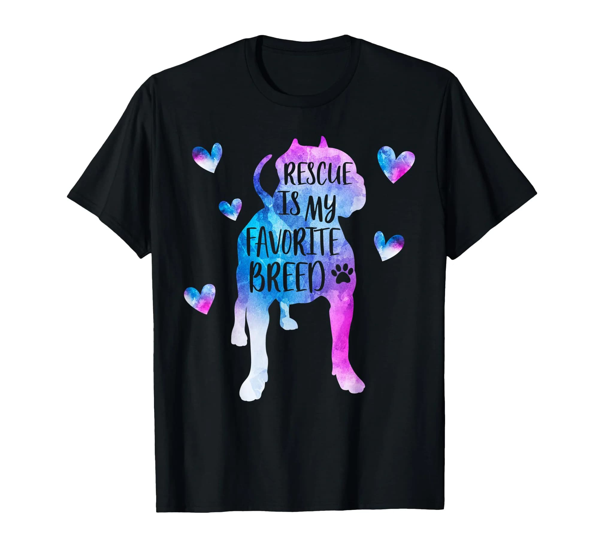 Pitbull Rescue is my Favorite Breed Watercolor Cute Mom Gift T-Shirt