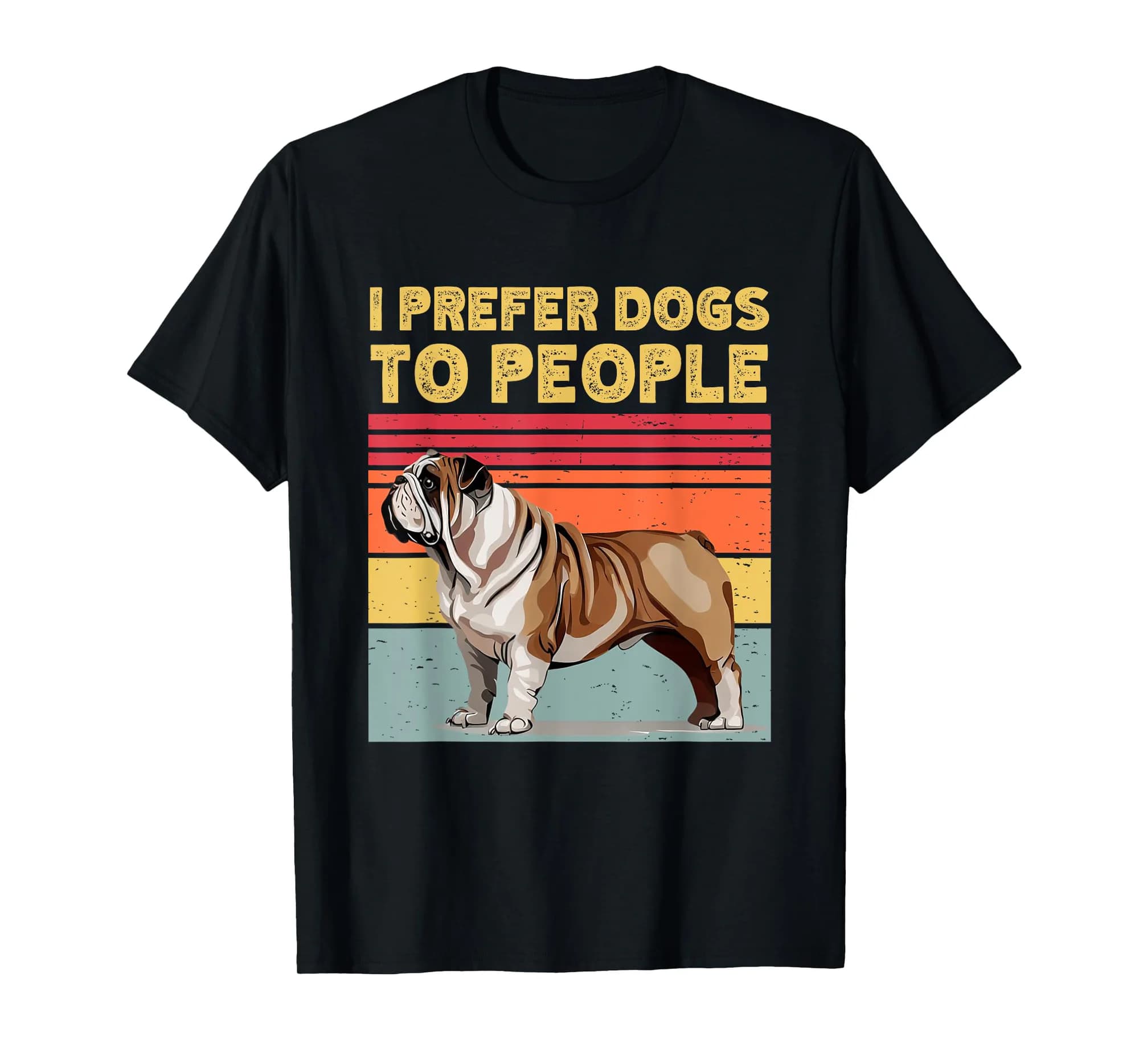 I Prefer Dogs To People Continental Bulldog Dog Retro Dogs T-Shirt