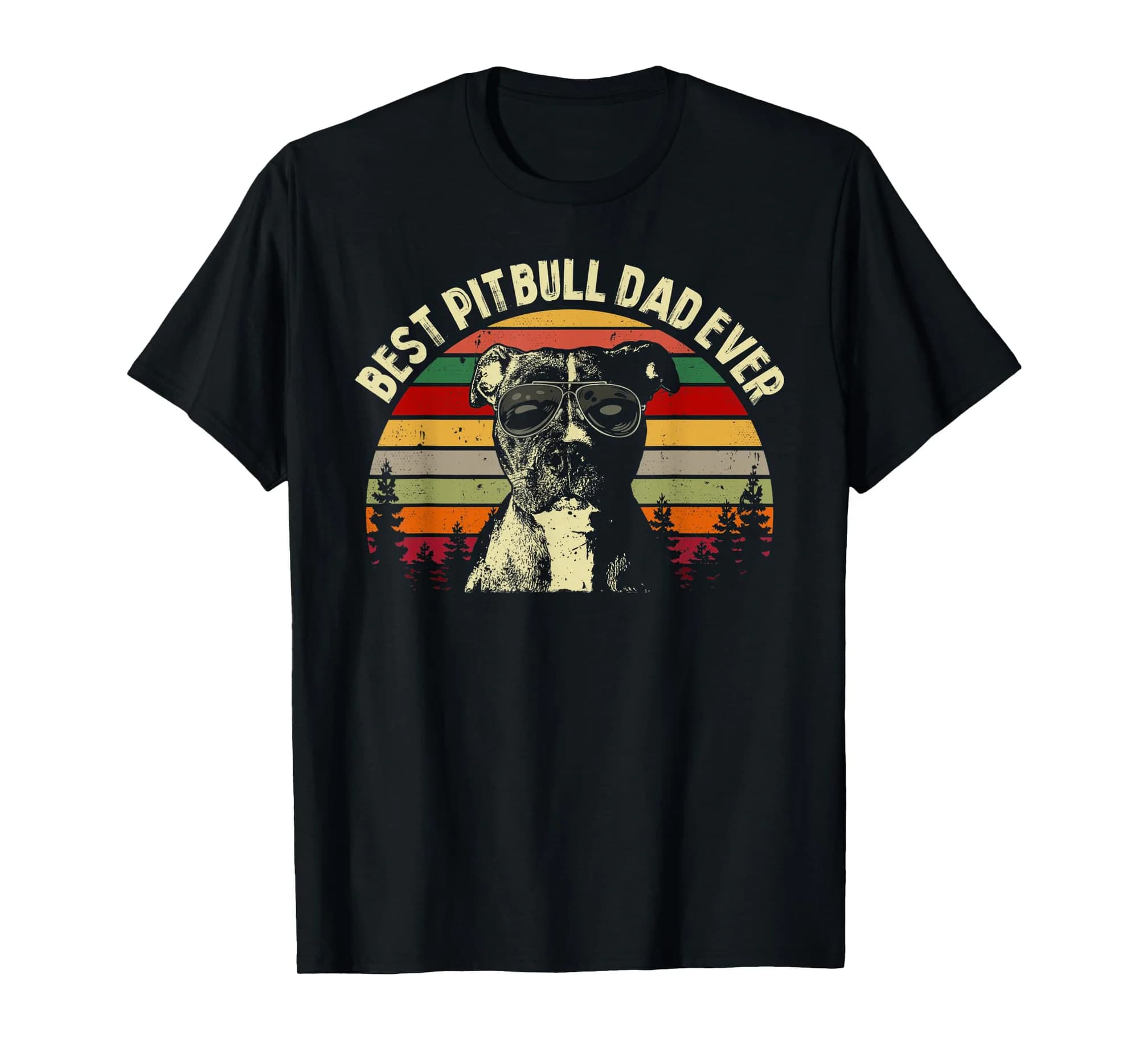 Mens Best Pitbull Dad Ever Shirt Retro Pitbull Dad T-Shirt