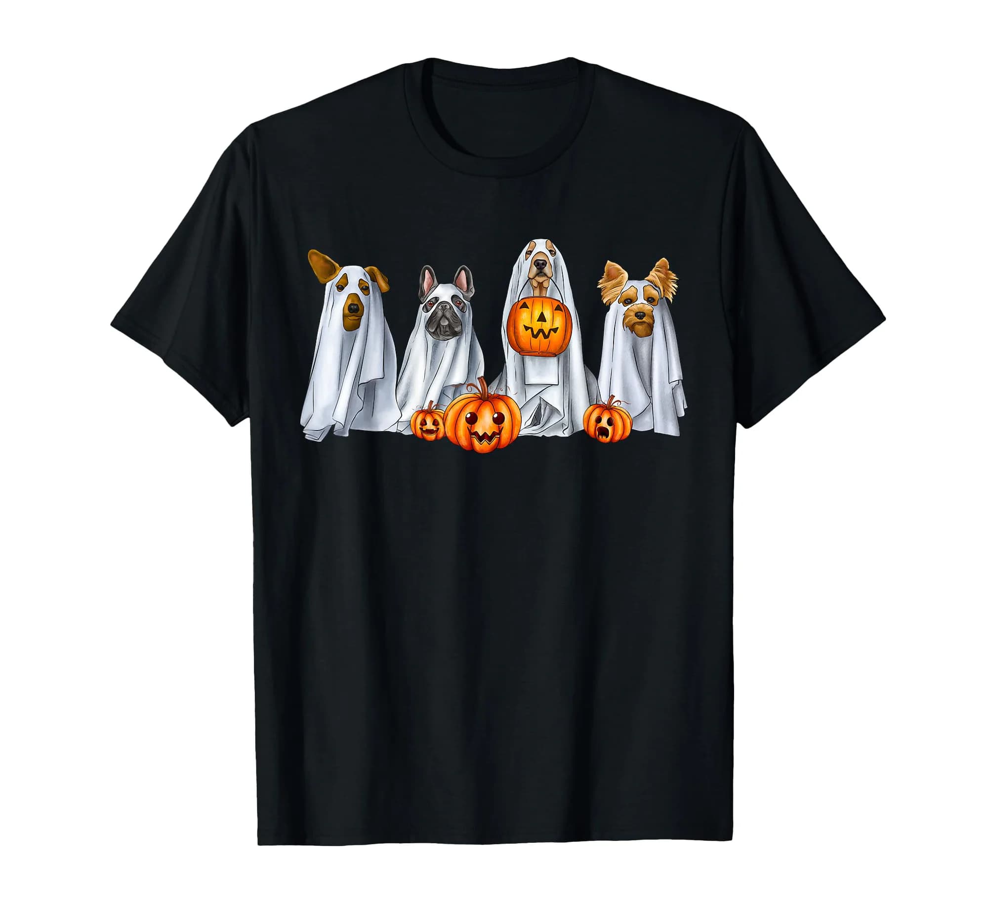 Dog Dressed As Ghost Spooky Season Ghost Dogs Halloween T-Shirt