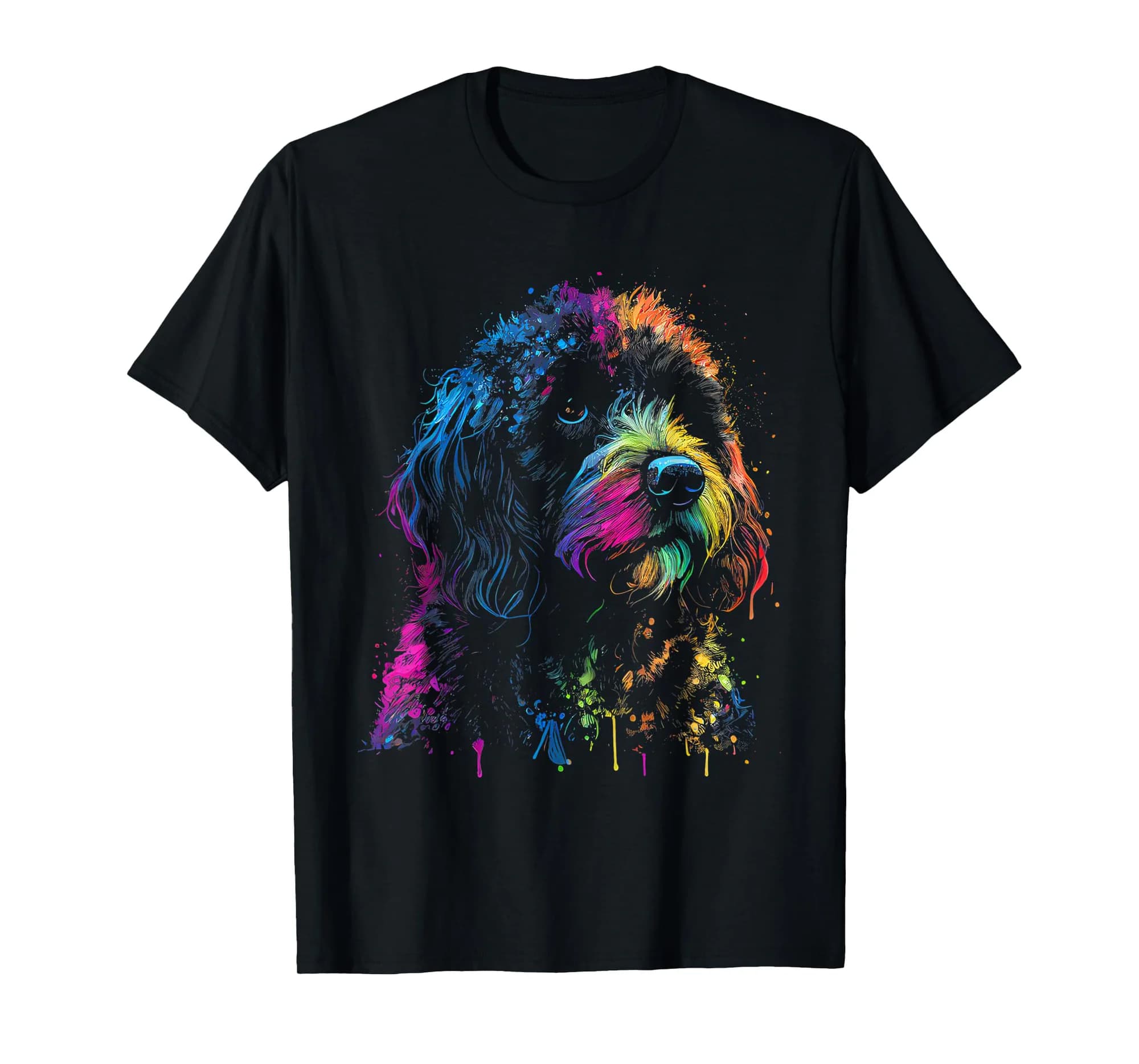 Barbet Dog Dog Painting Watercolor Paint Colorful Mom Dad T-Shirt