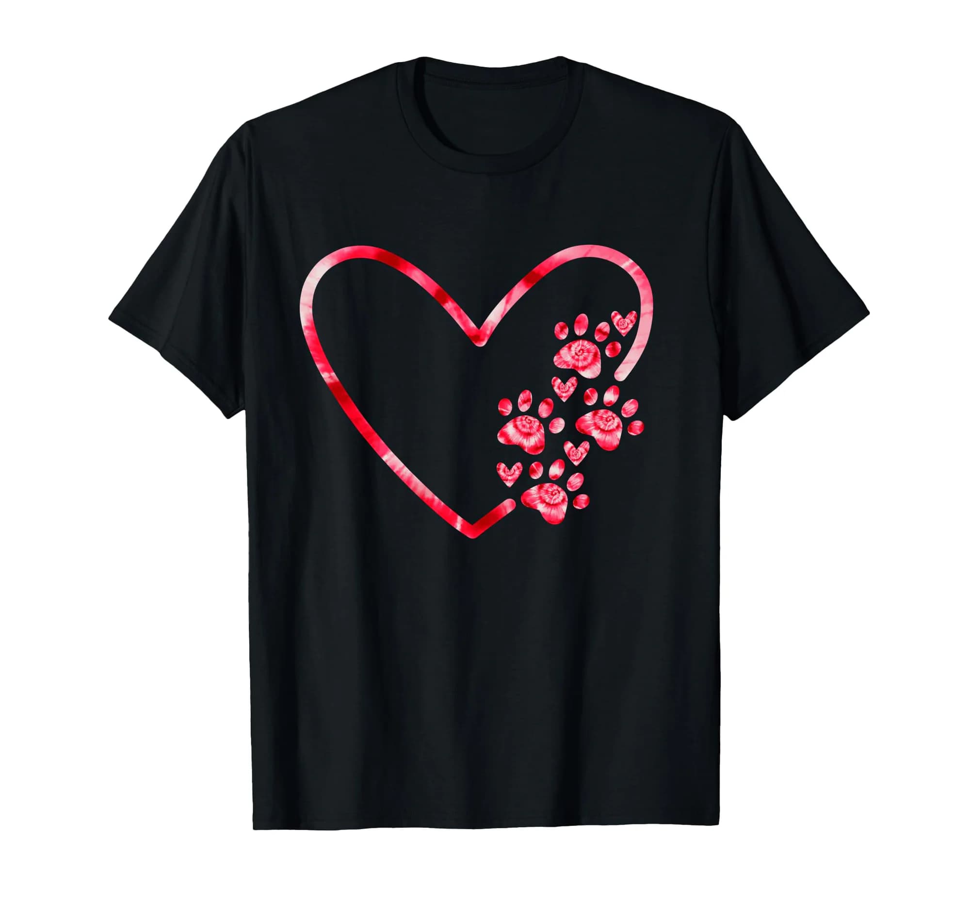 Funny Tie Dye Cat Dog Paw Prints Heart Happy Valentines Day Long Sleeve T-Shirt