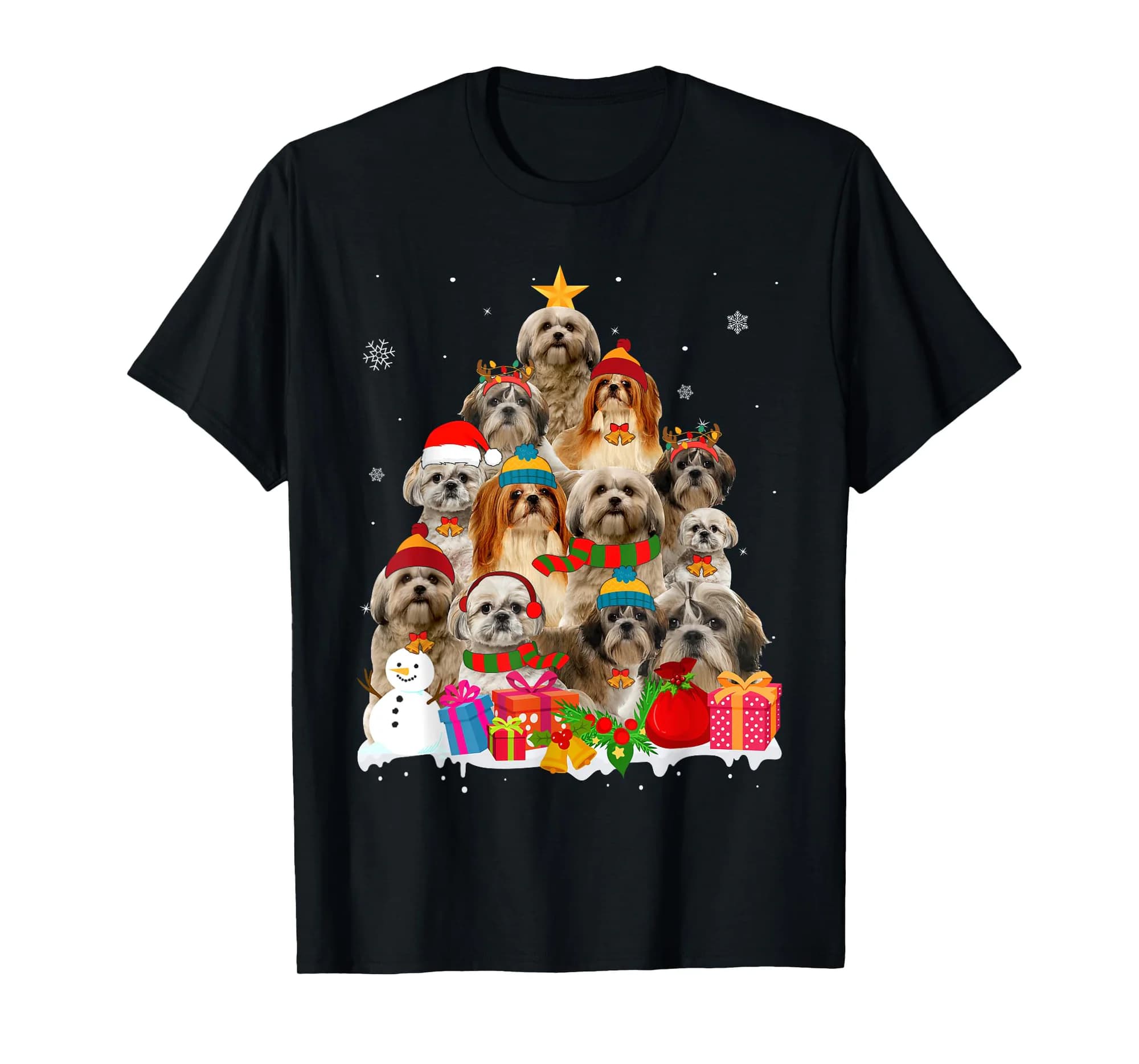 Funny Shih Tzu Christmas Tree Pet Dog Lover Gift T-Shirt