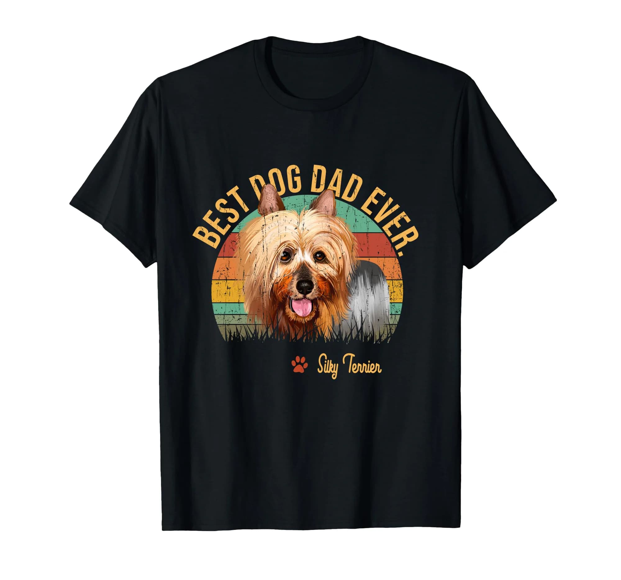 Silky Terrier Dad Funny Dog Dad Gift For Men Vintage Best Long Sleeve T-Shirt