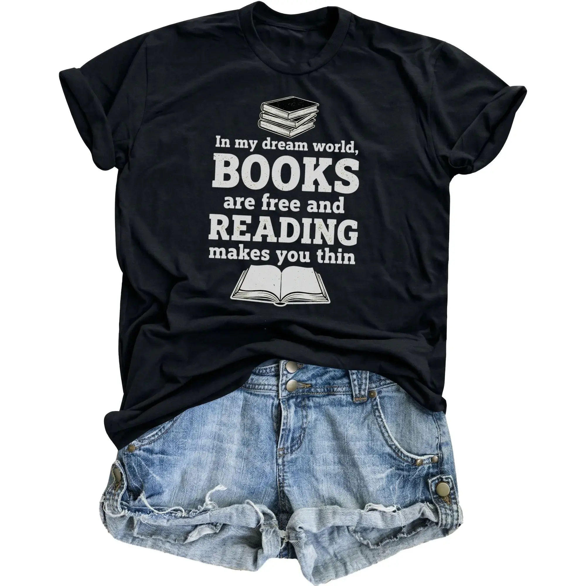 Funny Graphic Tee for Book Lovers Reading Enthusiast Shirt Unisex Casual Crew Neck Apparel Readers and Bibliophiles