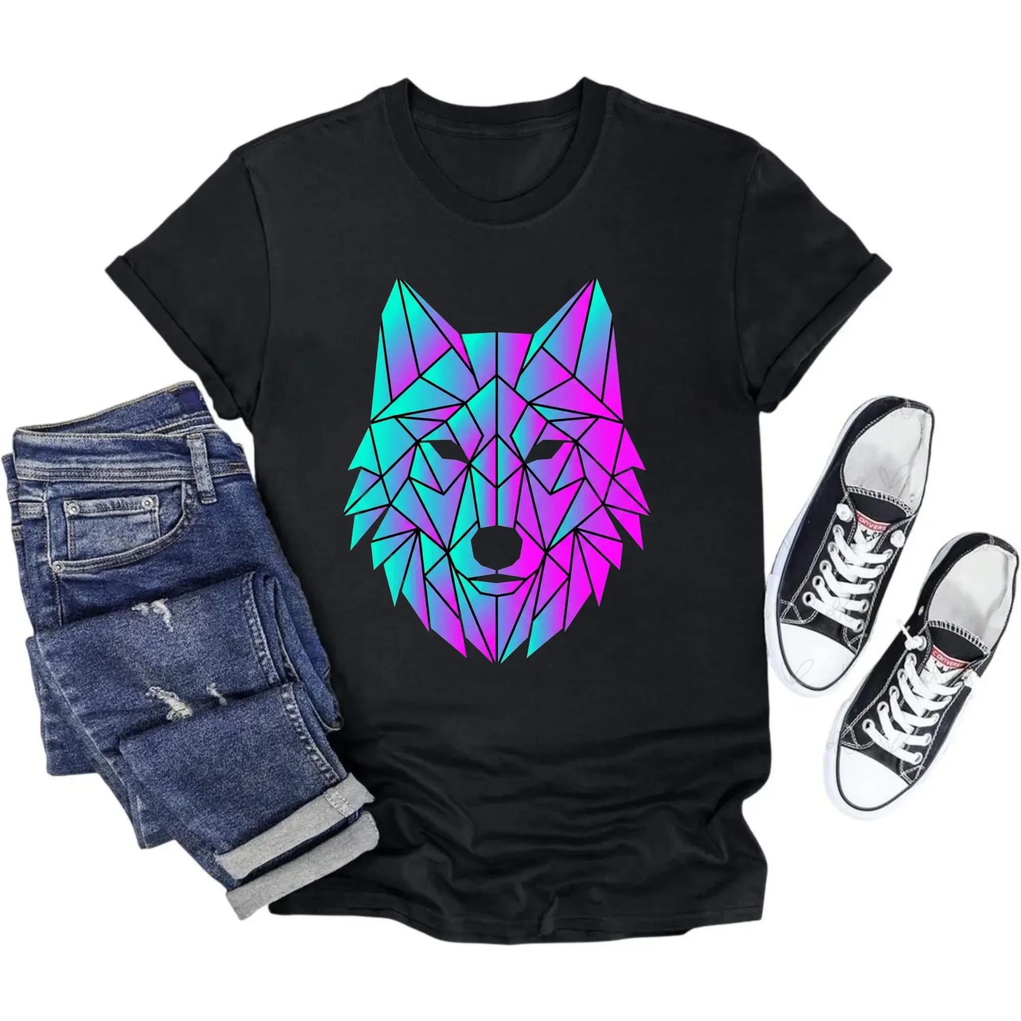 Graphic Tee Unisex Geometric Print Shirt Soft Cotton Blend Casual Wear Crew Neck Pullover for Everyday Comfort