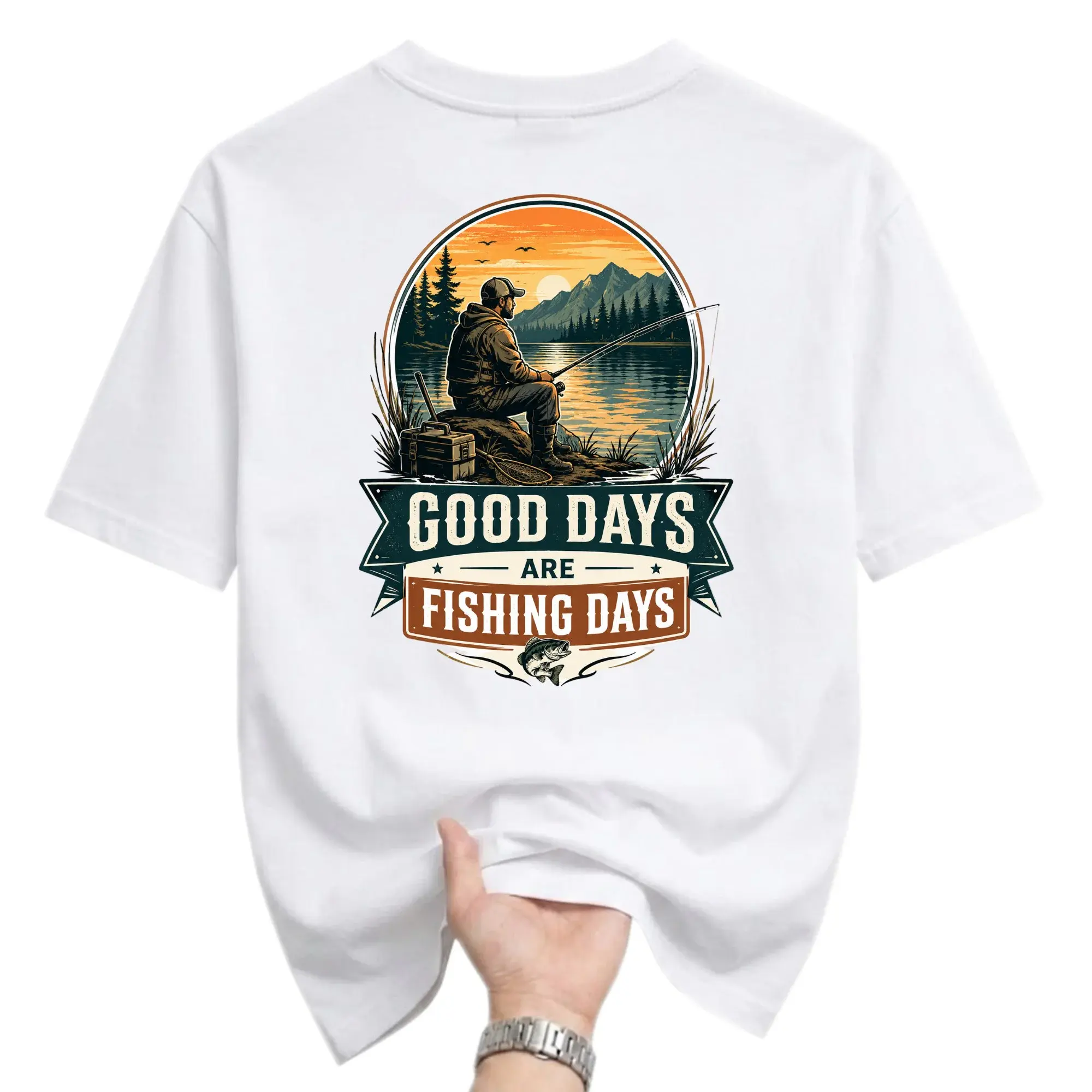 Graphic Tee Good Days Are Fishing Fisherman Apparel Unisex Crew Neck Short Sleeve Casual Cotton T-Shirt