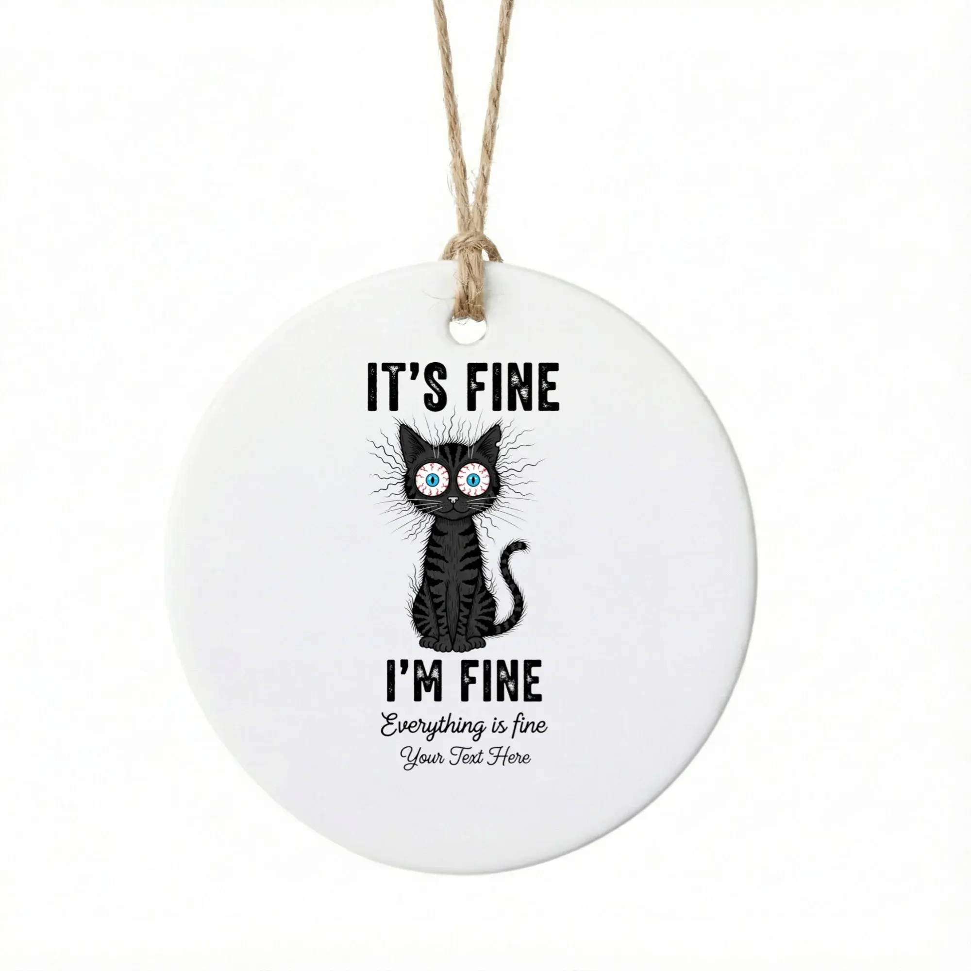 Christmas Ornament Funny Stressed Cat Decoration Personalized Holiday Keepsake for Tree Decor and Festive Home Gift